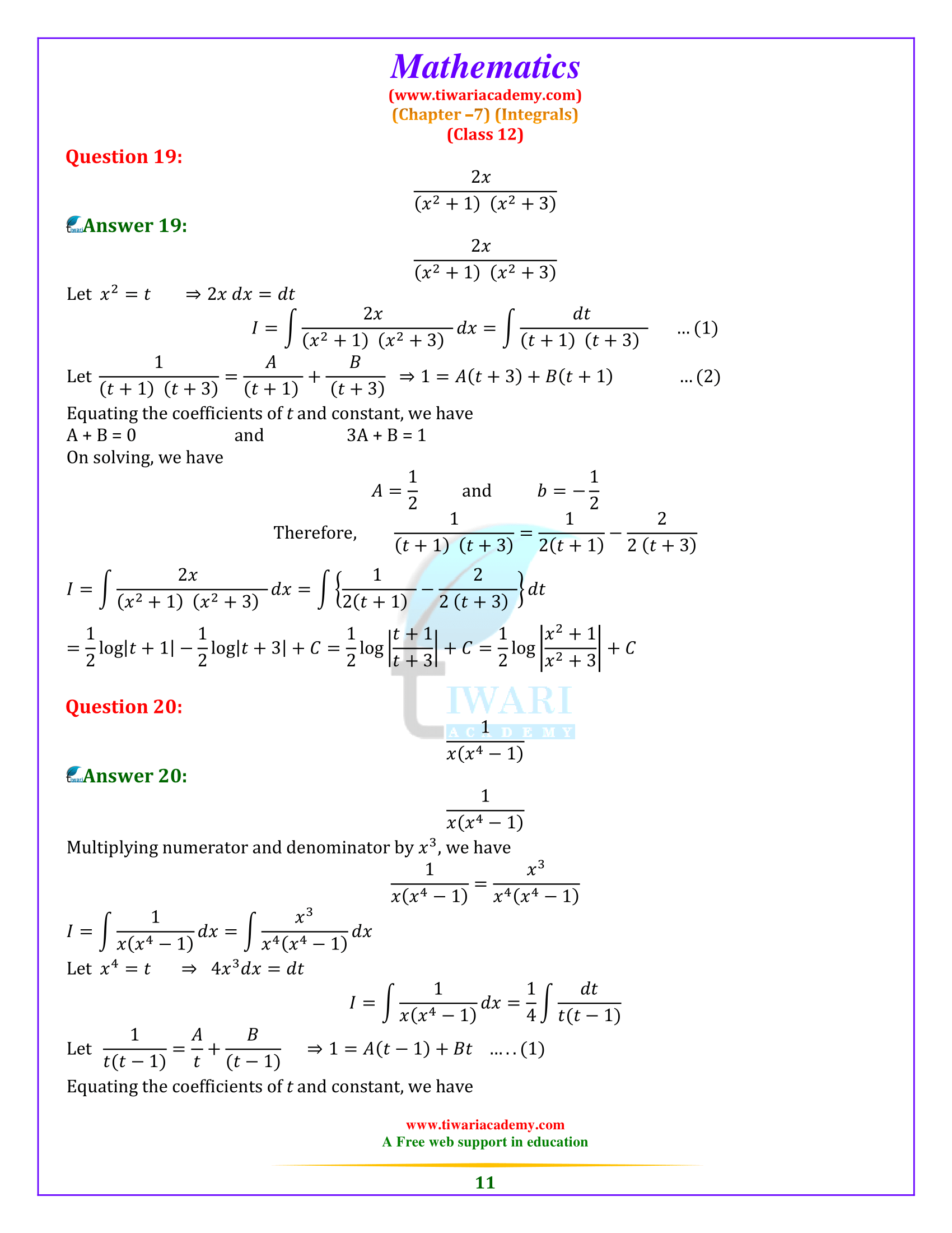 Ex. 7.5 sols Class 12 Maths