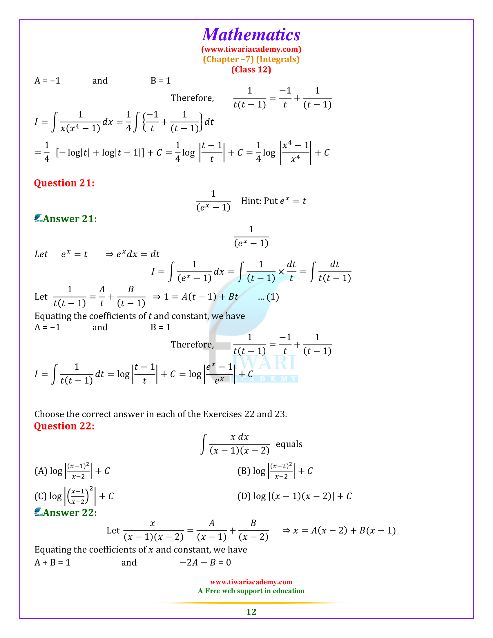 12 Maths Exercise 7.5 solutions