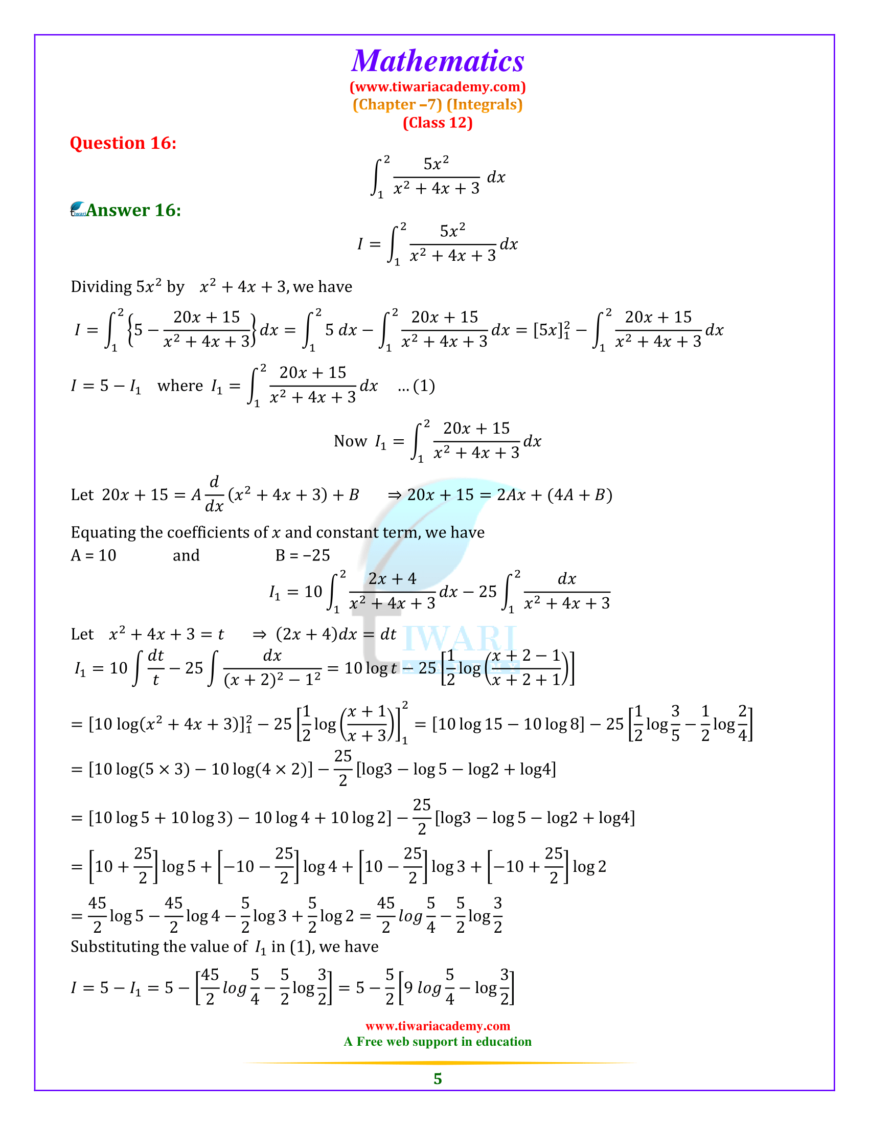 Ncert solutions for class 12 maths chapter 7 exercise 7 9 integrals