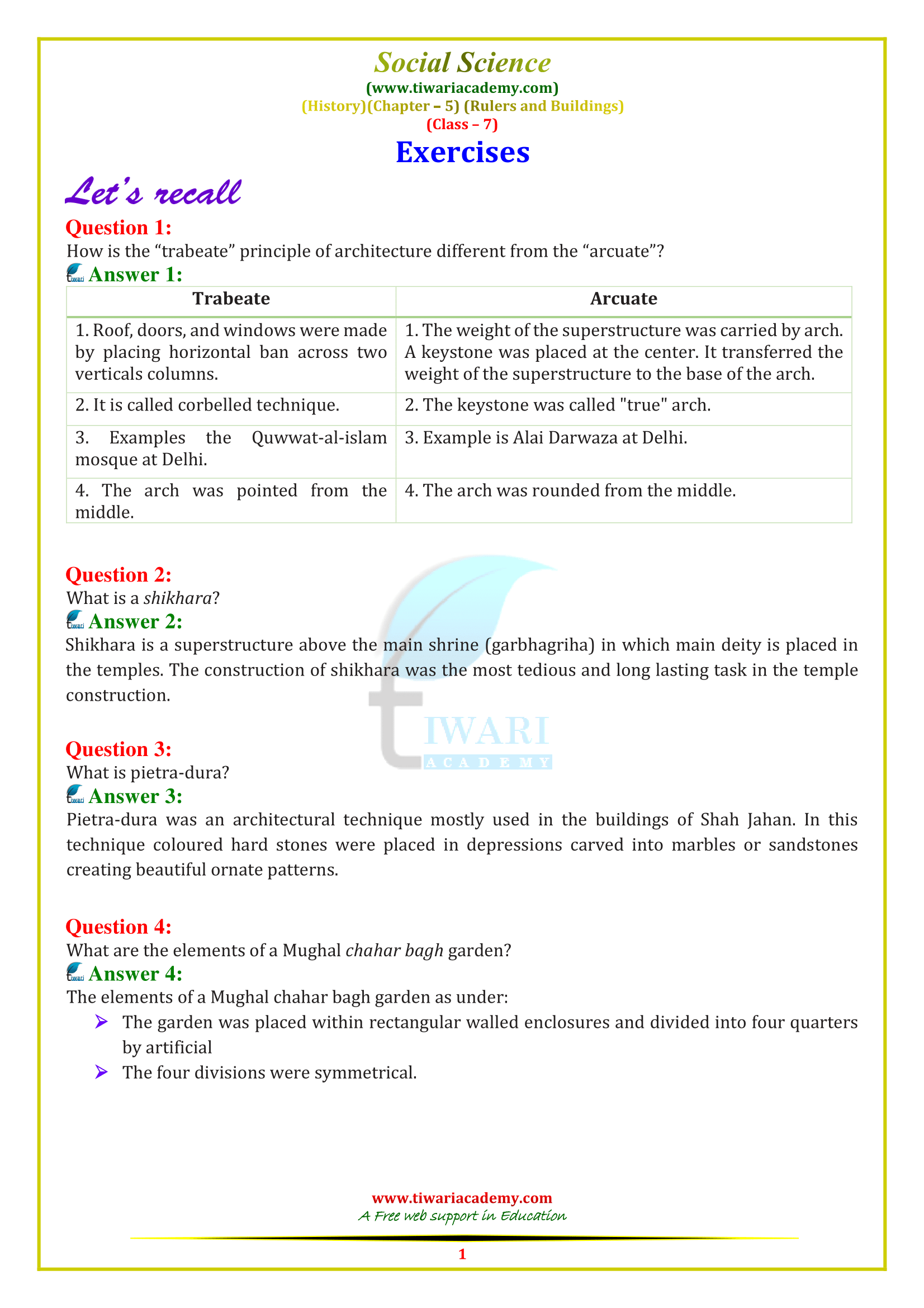 NCERT Solutions for Class 7 Social Science History Chapter 5 Rulers and Buildings
