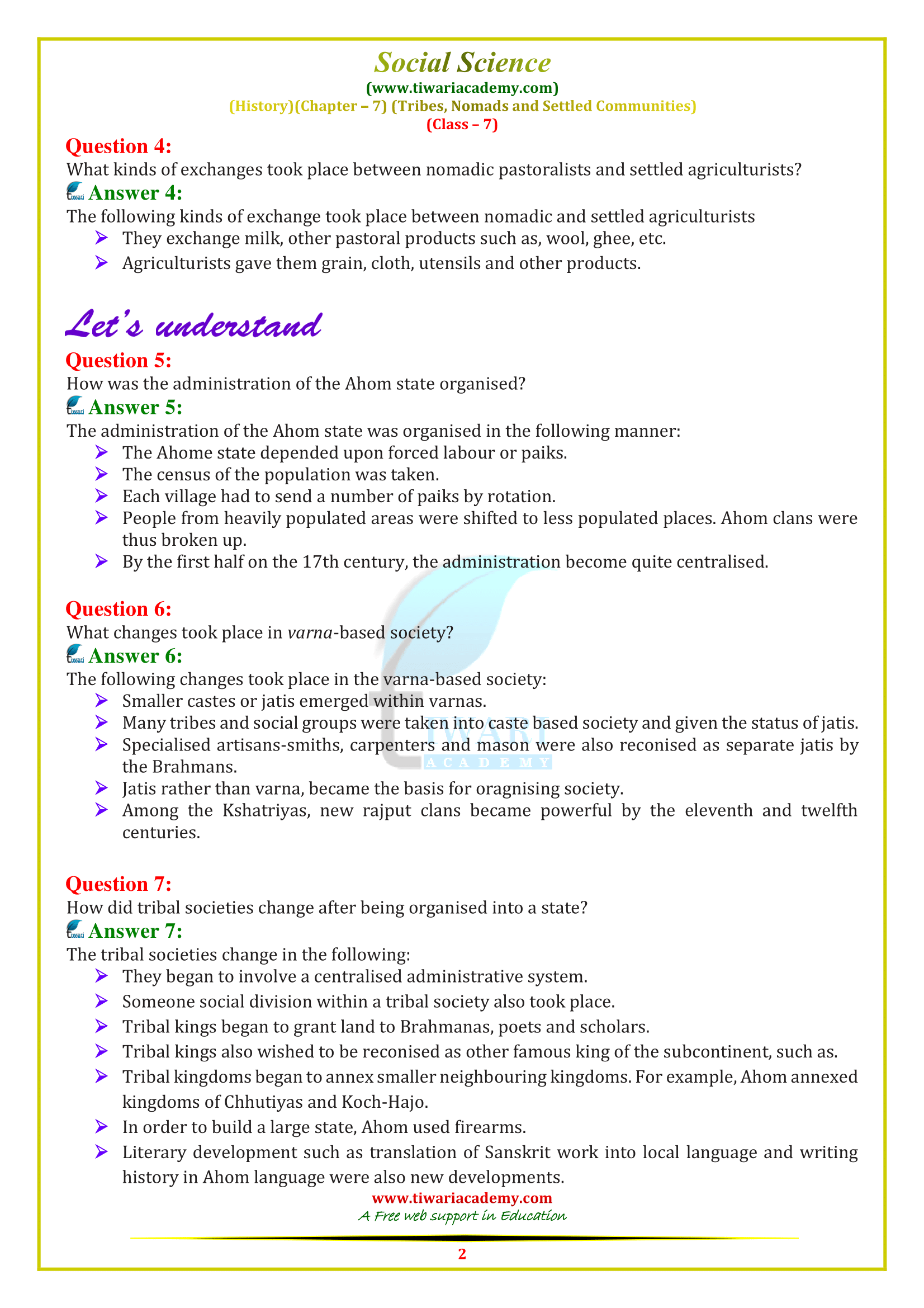 NCERT Solutions for Class 7 Social Science History Chapter 7 in PDF form free