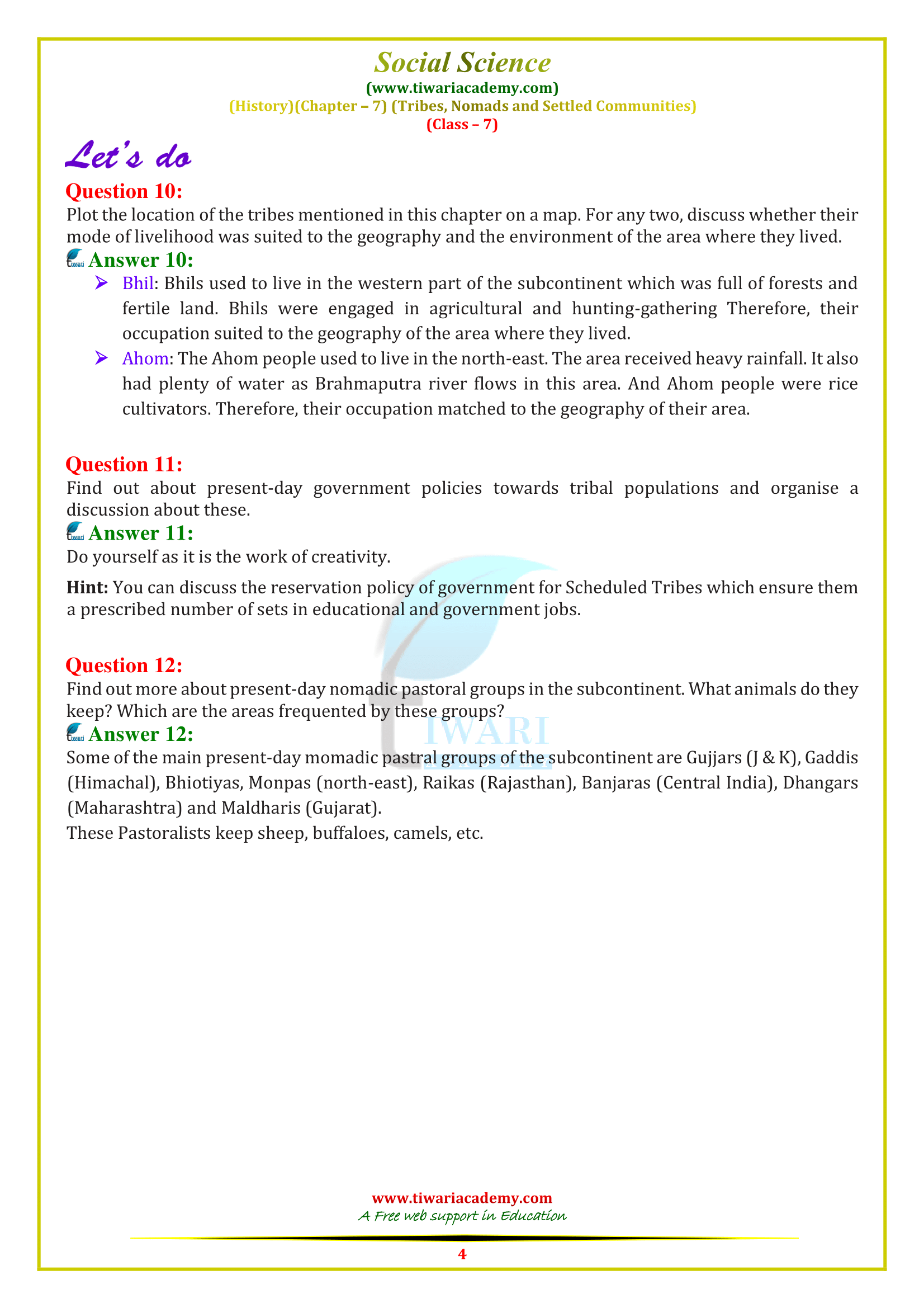 Class 7 Solutions History chapter 7