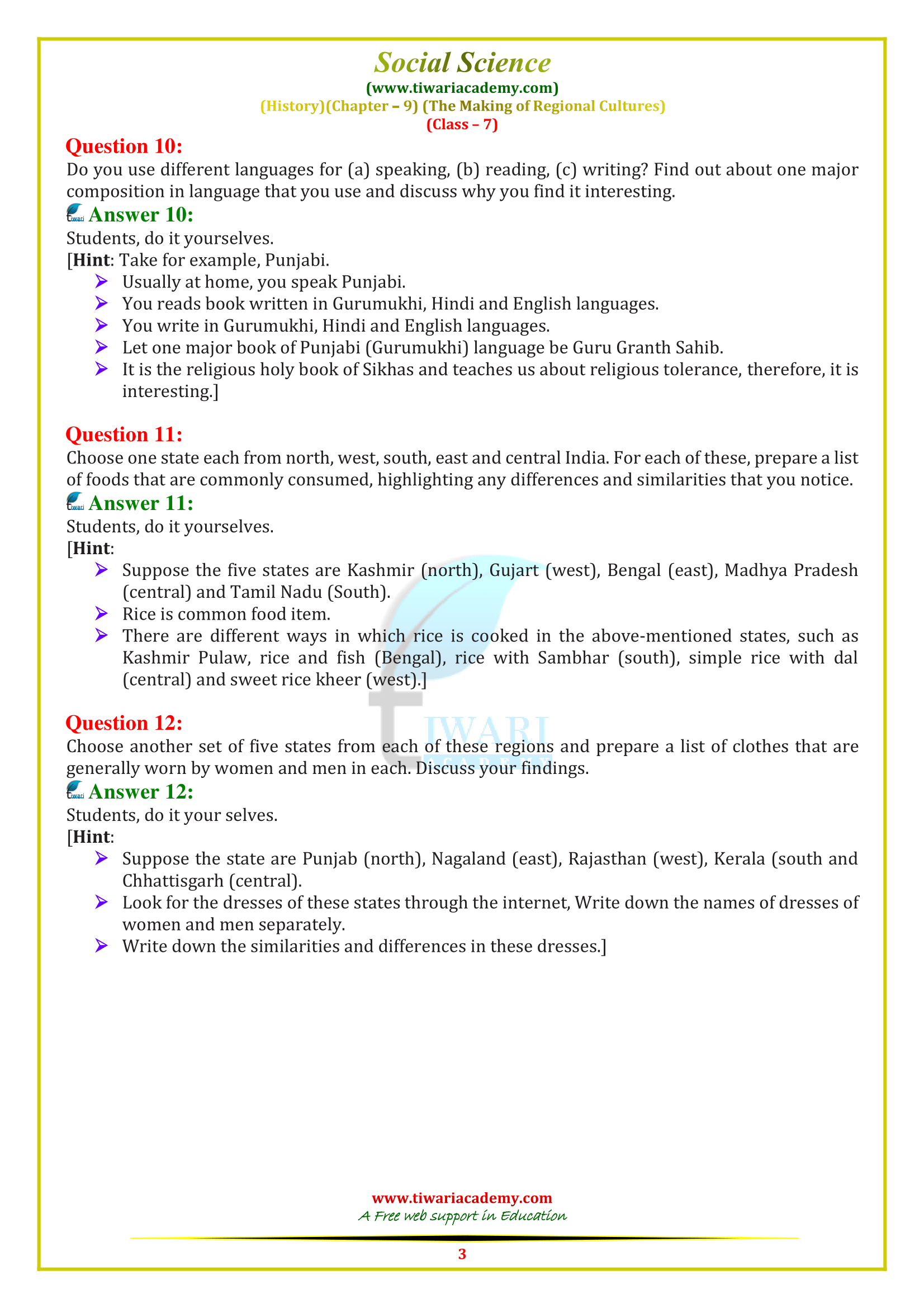 7th Social History ch. 9