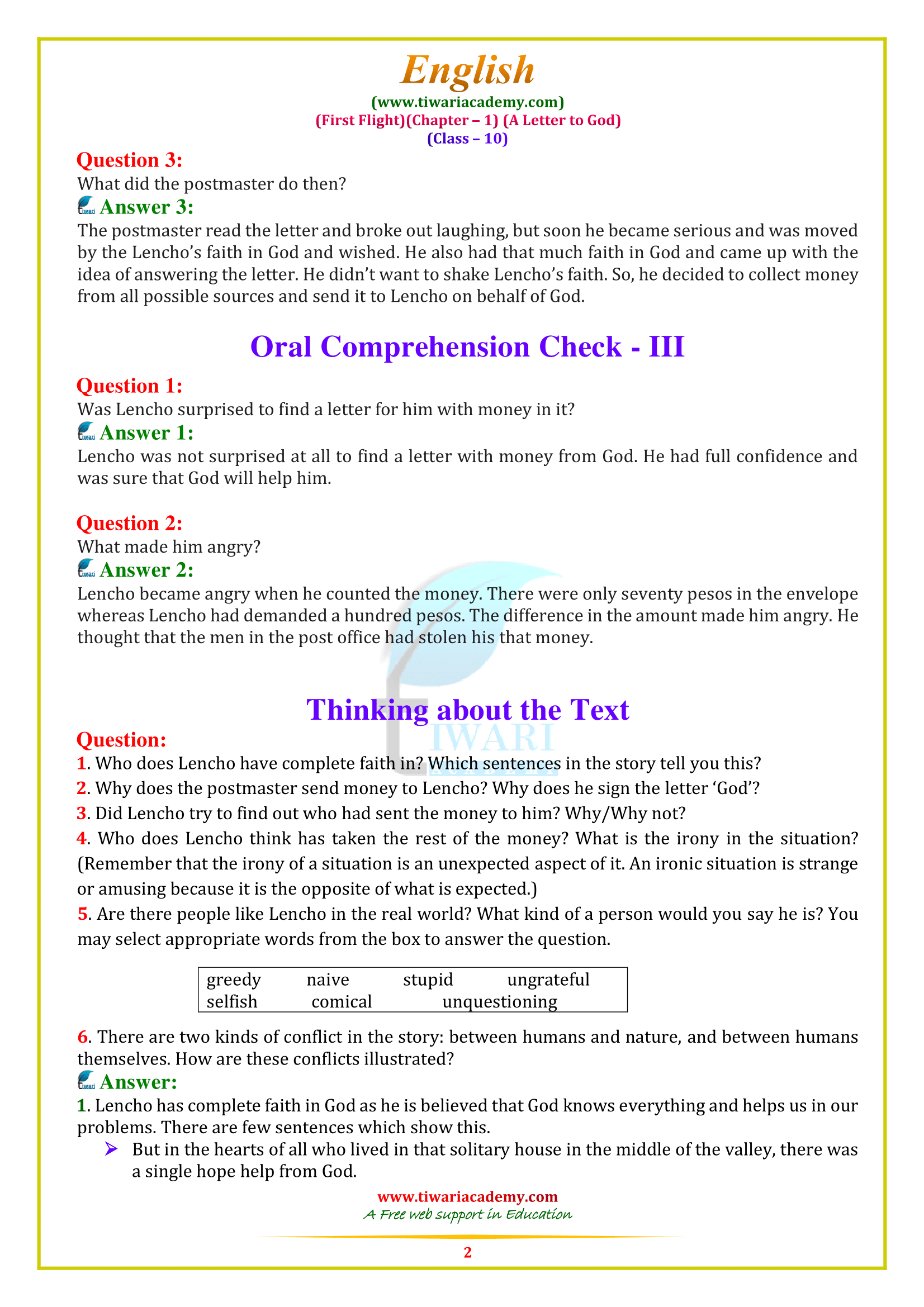10 English First Flight Chapter 1 solutions