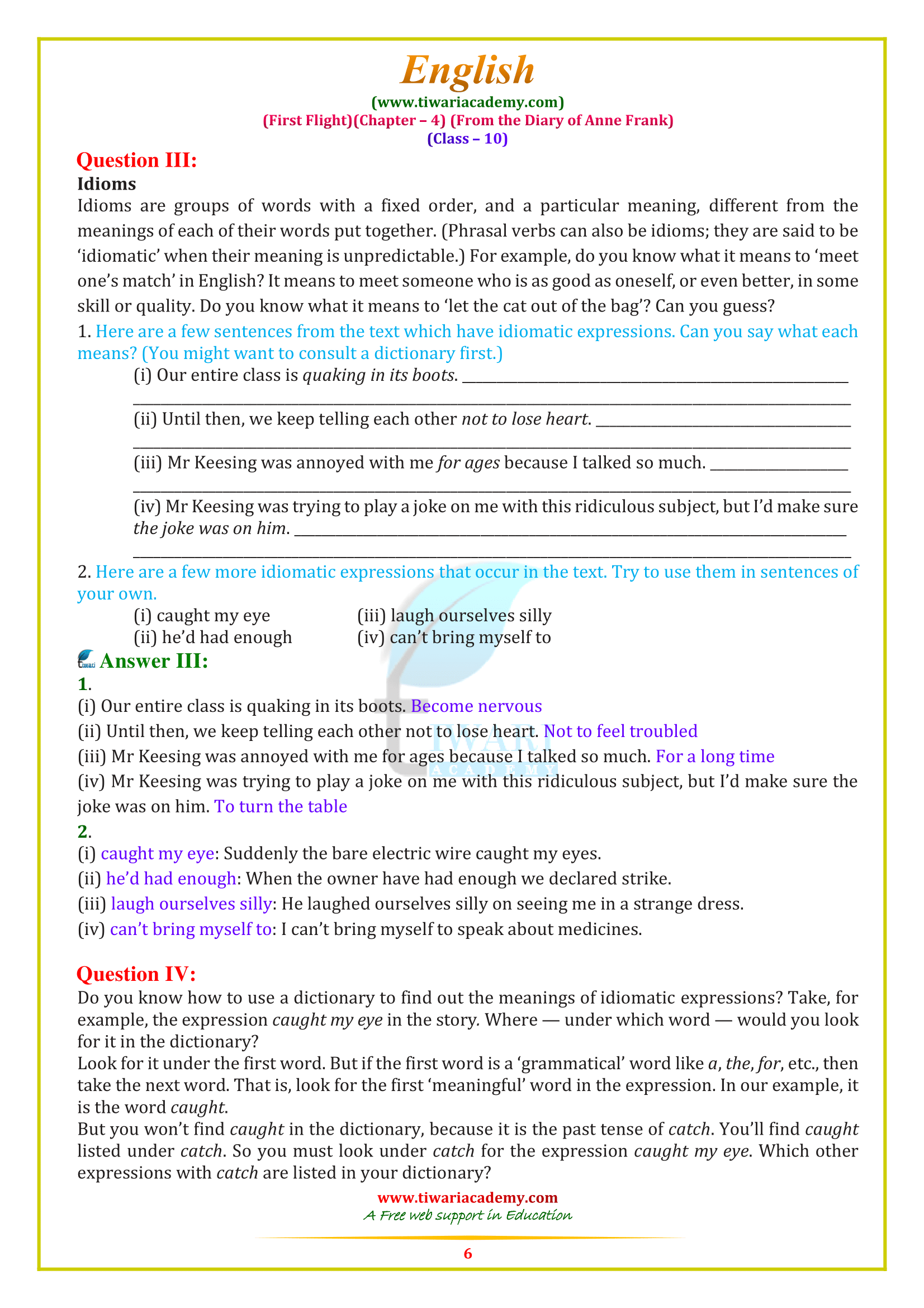 CBSE Solutions for Class 10 English First Flight Chapter 4