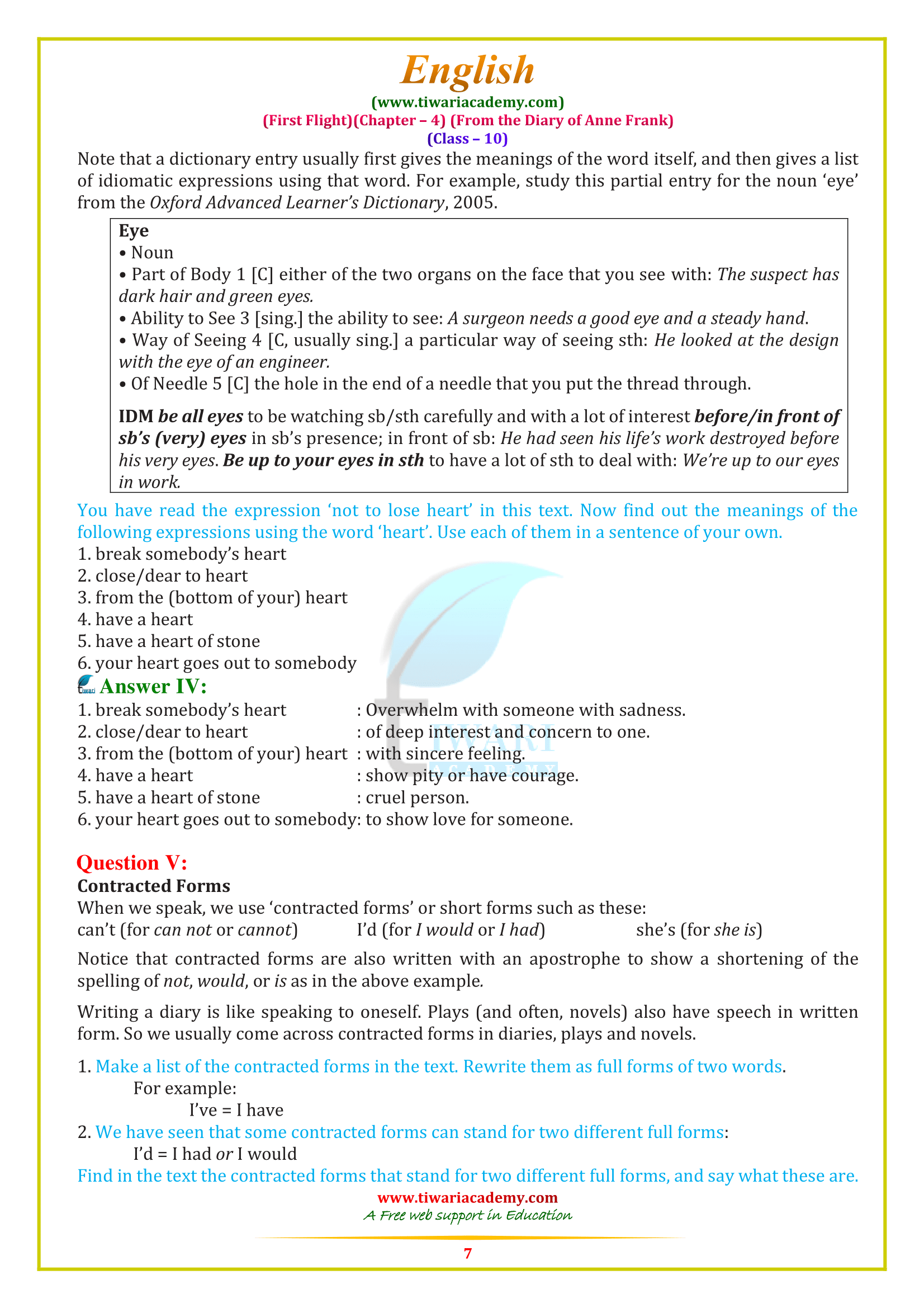 CBSE class 10 English chapter 4