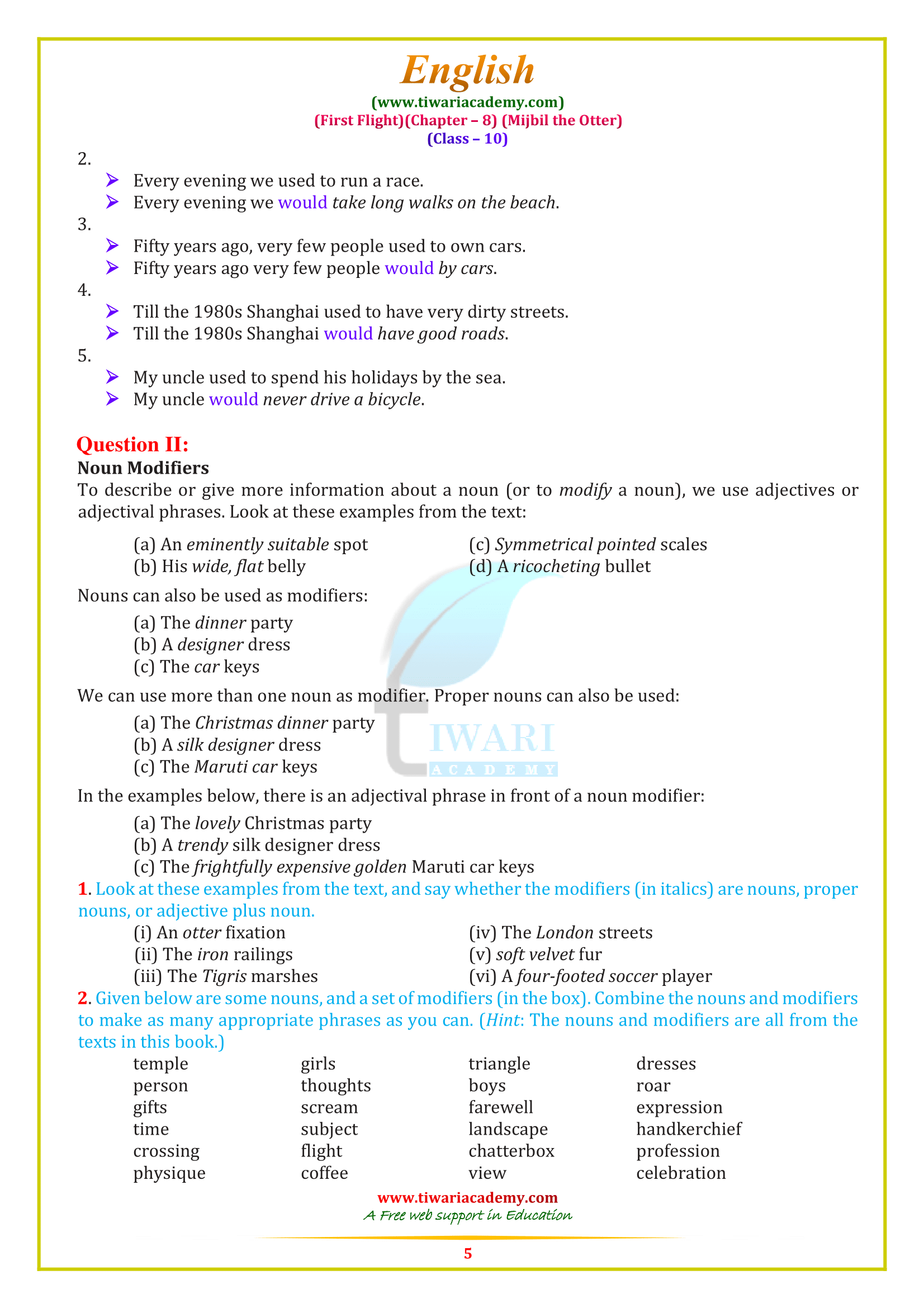 ch. 8 class 10 English