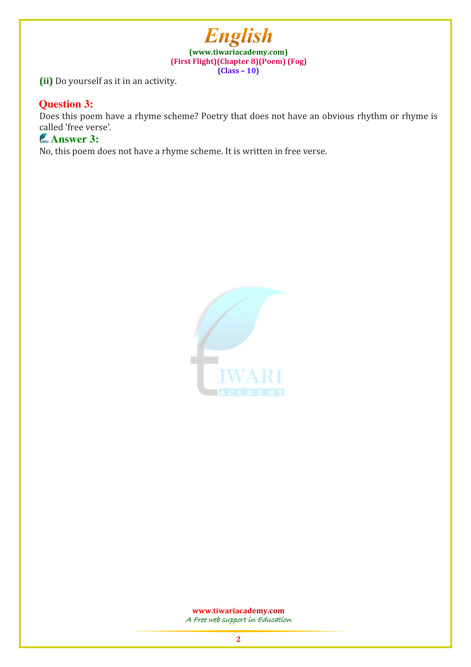10 English ch. 8 poem