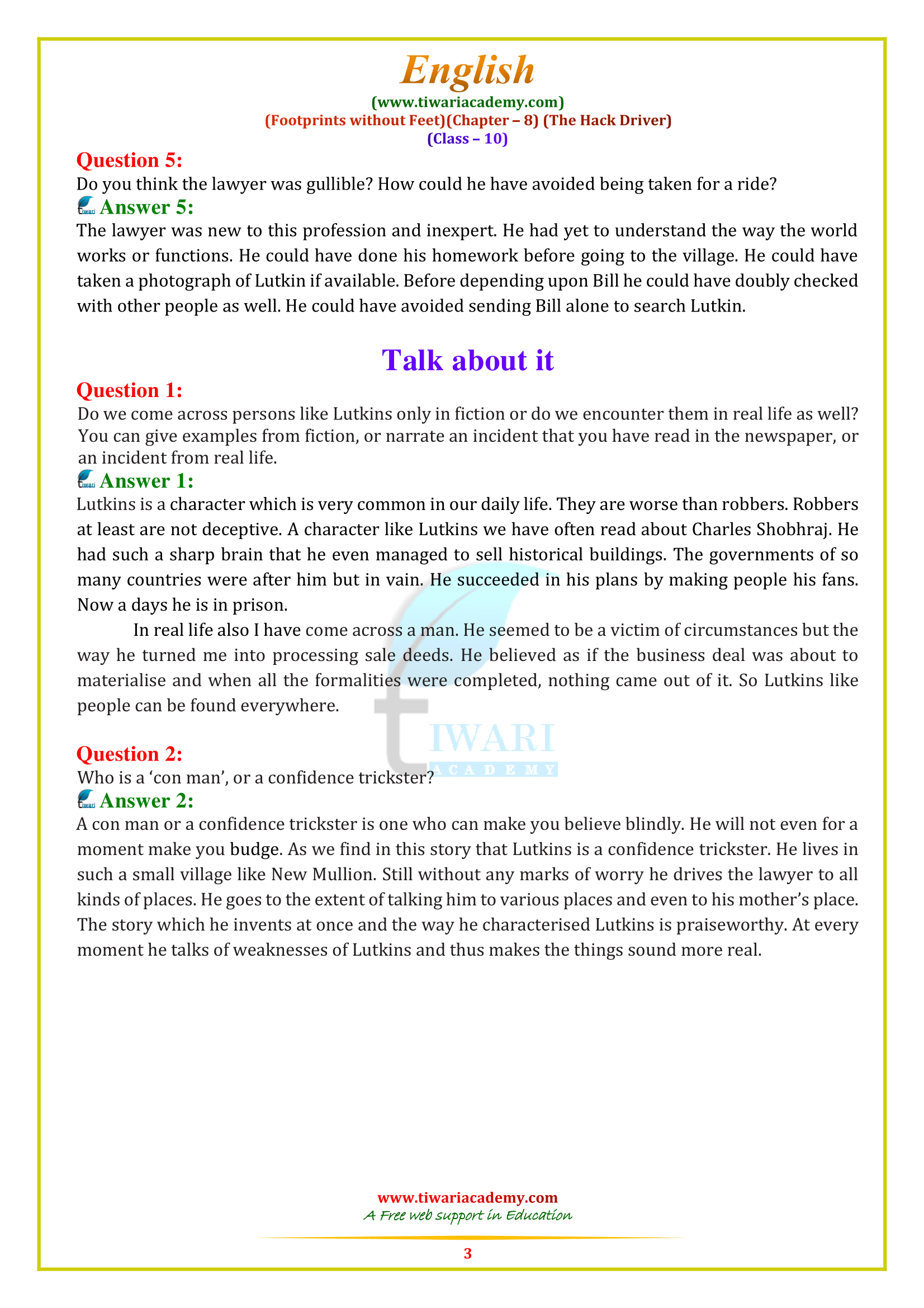 10 English supplementry ch. 8