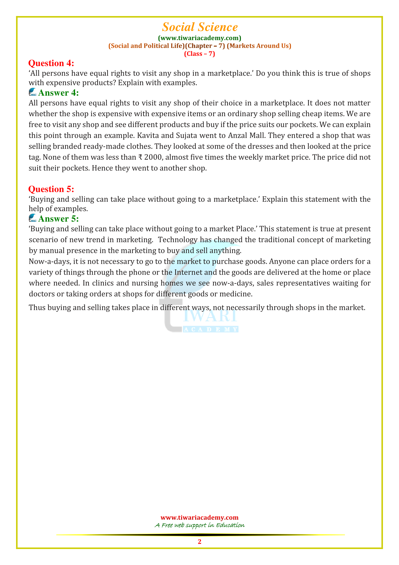 class 7 social civics chapter 7 answers