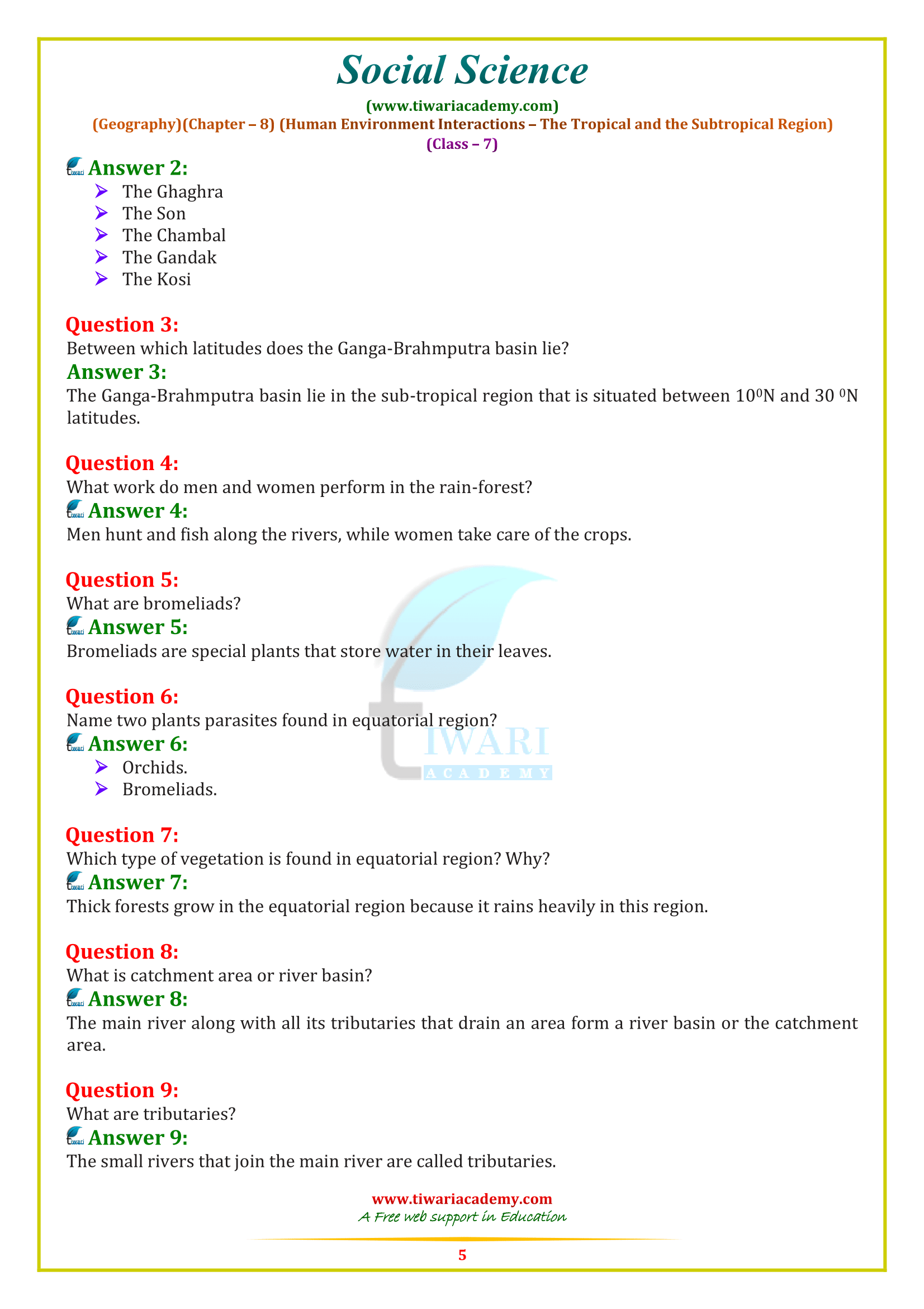class 7 geography Chapter 8 Questions answers