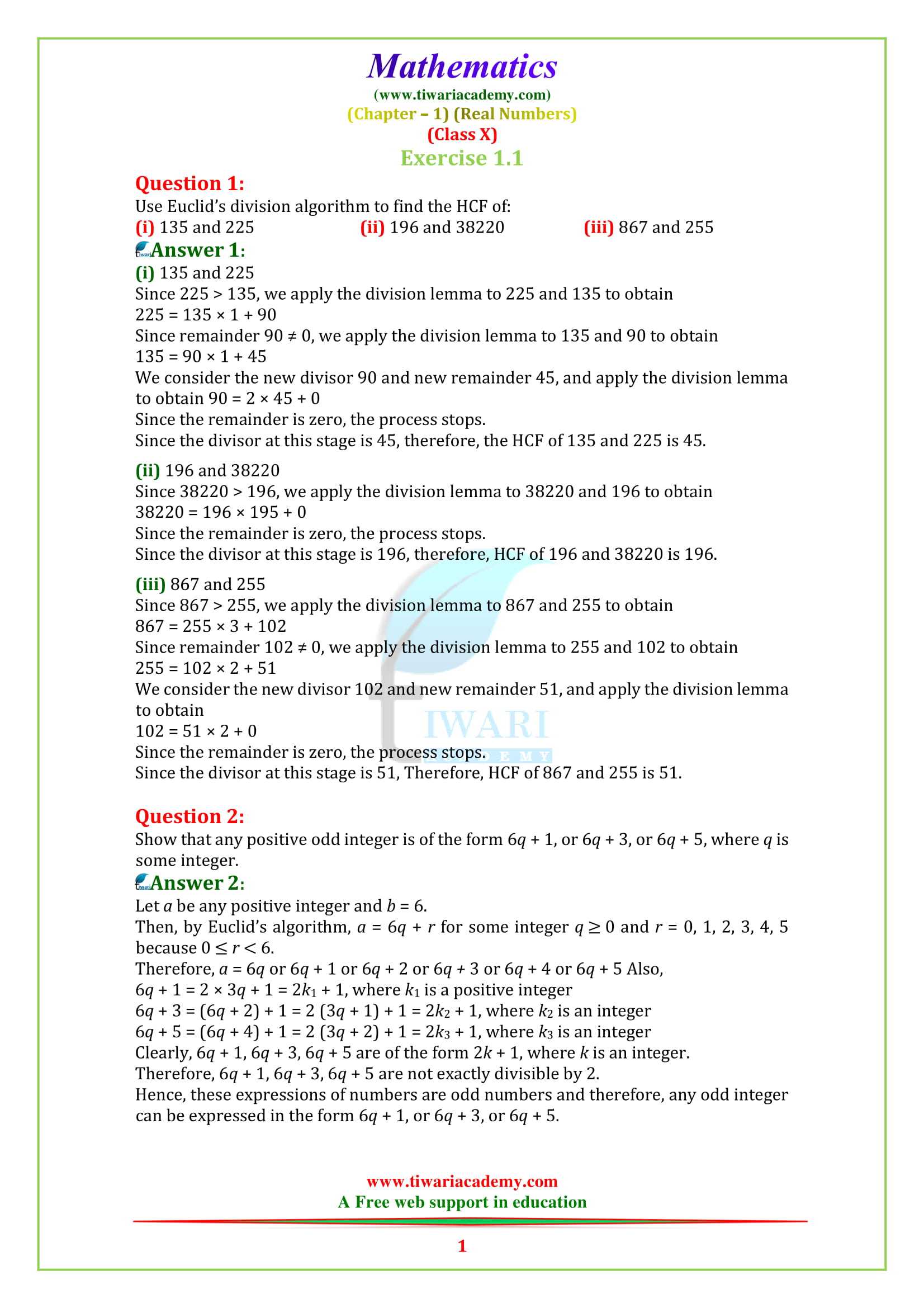 10th maths Exercise 1.1