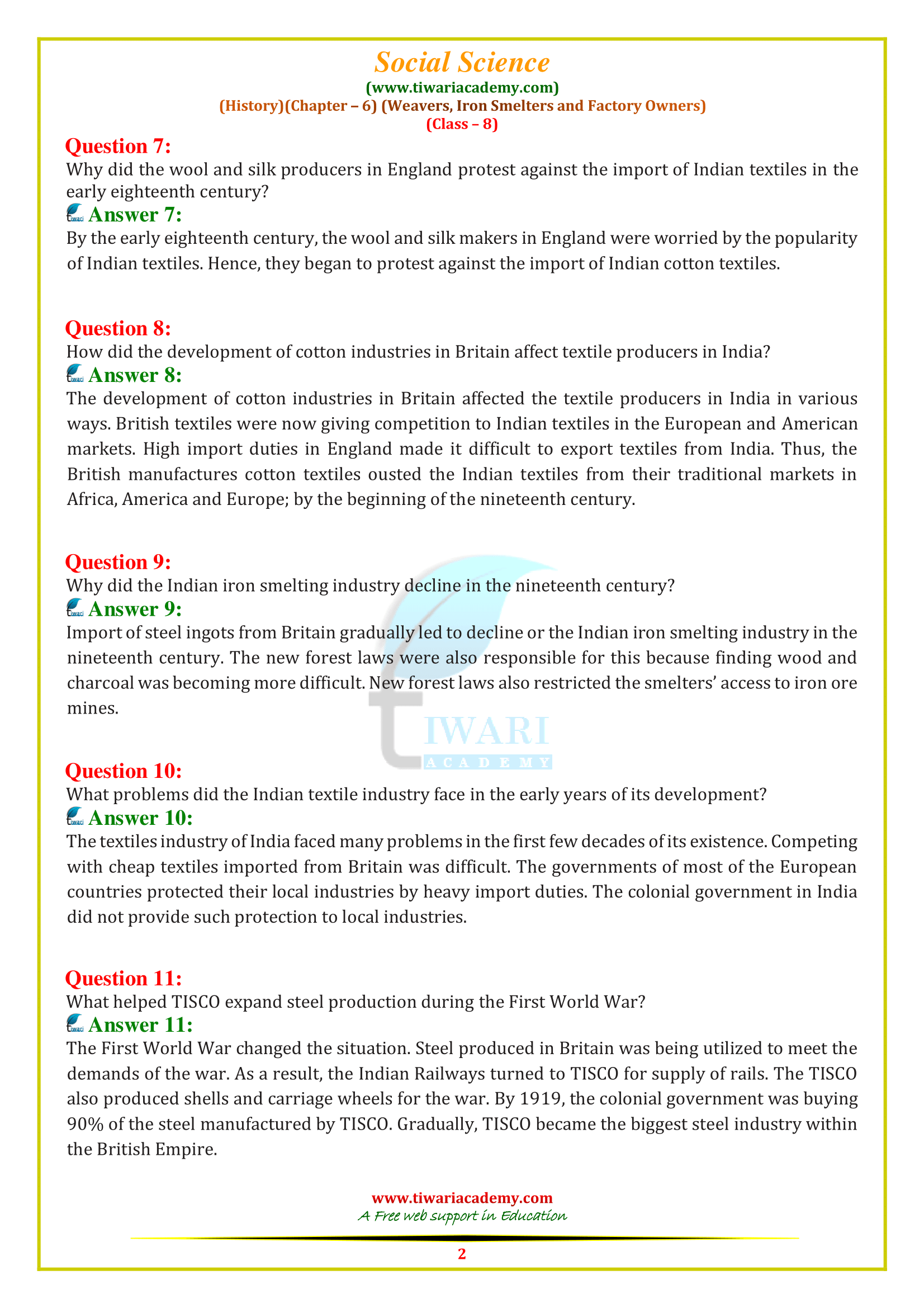 NCERT Solutions for Class 8 History Chapter 6 updated for 2022-23