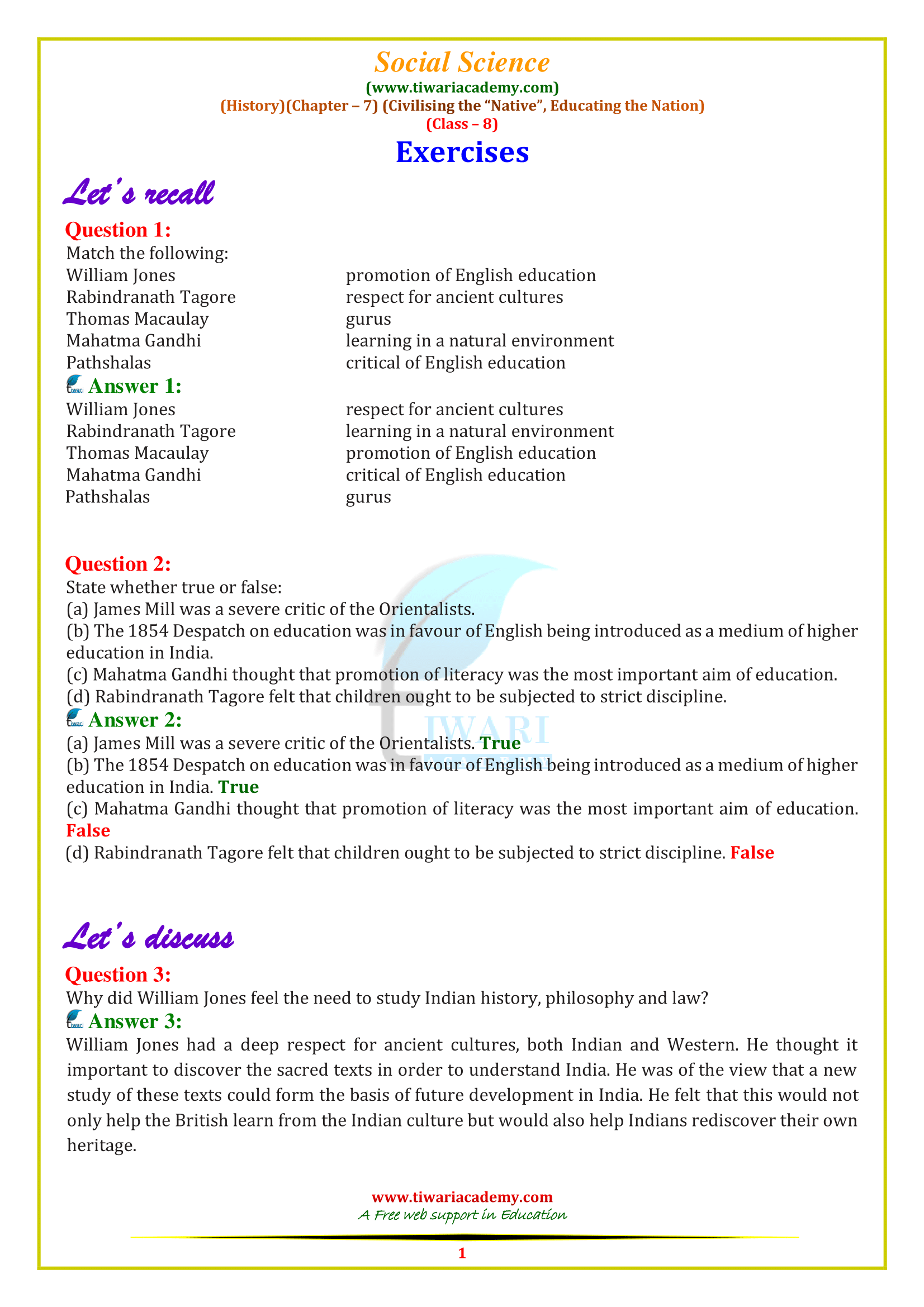 NCERT Solutions for Class 8 Social Science History Chapter 7