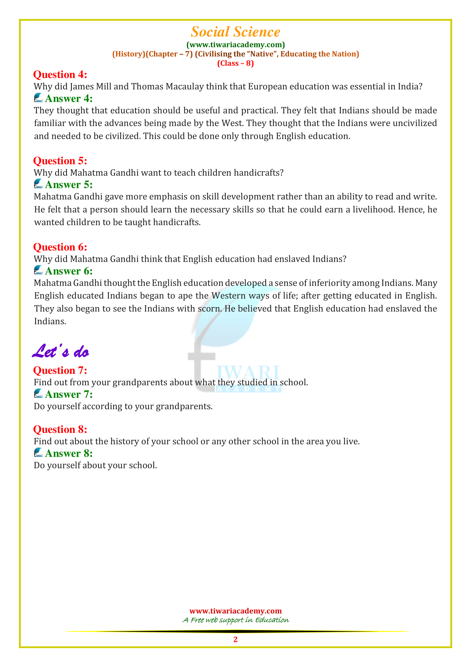 NCERT Solutions for Class 8 History Chapter 7