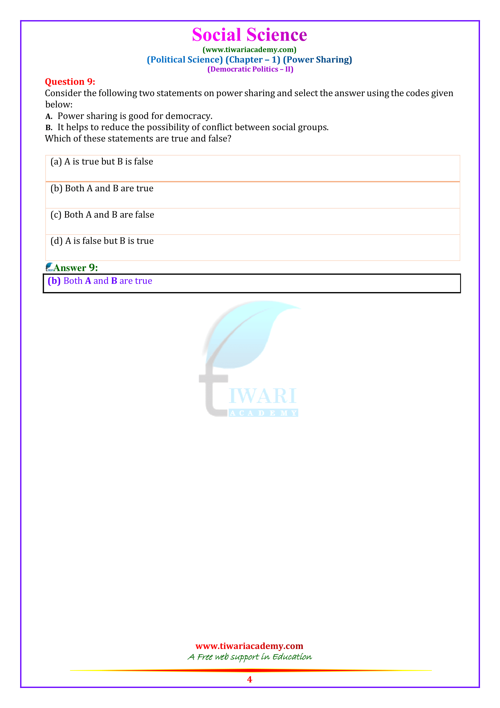 NCERT Solutions for Class 10 Political Science Chapter 1