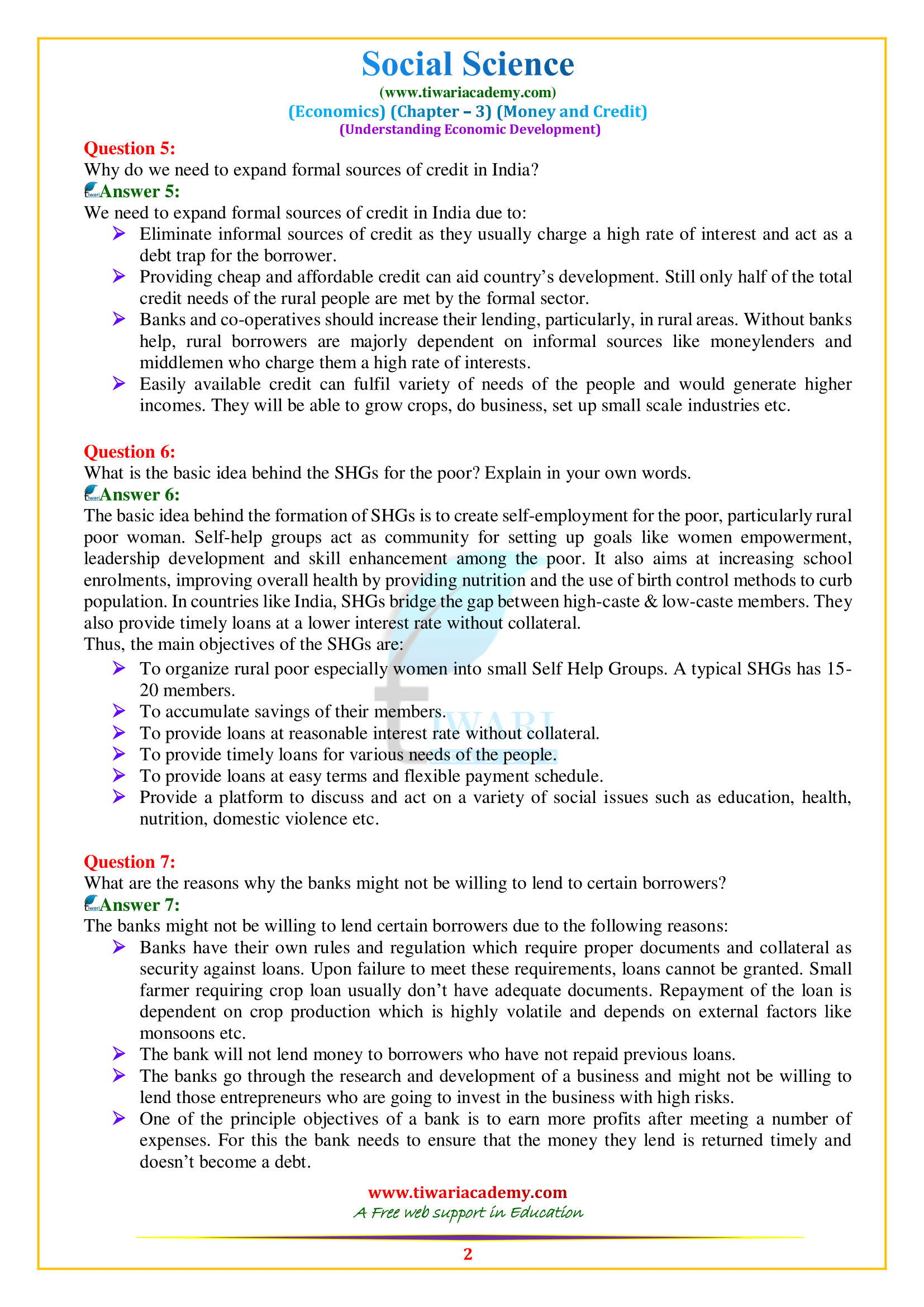 NCERT Solutions for Class 10 Economics Chapter 3