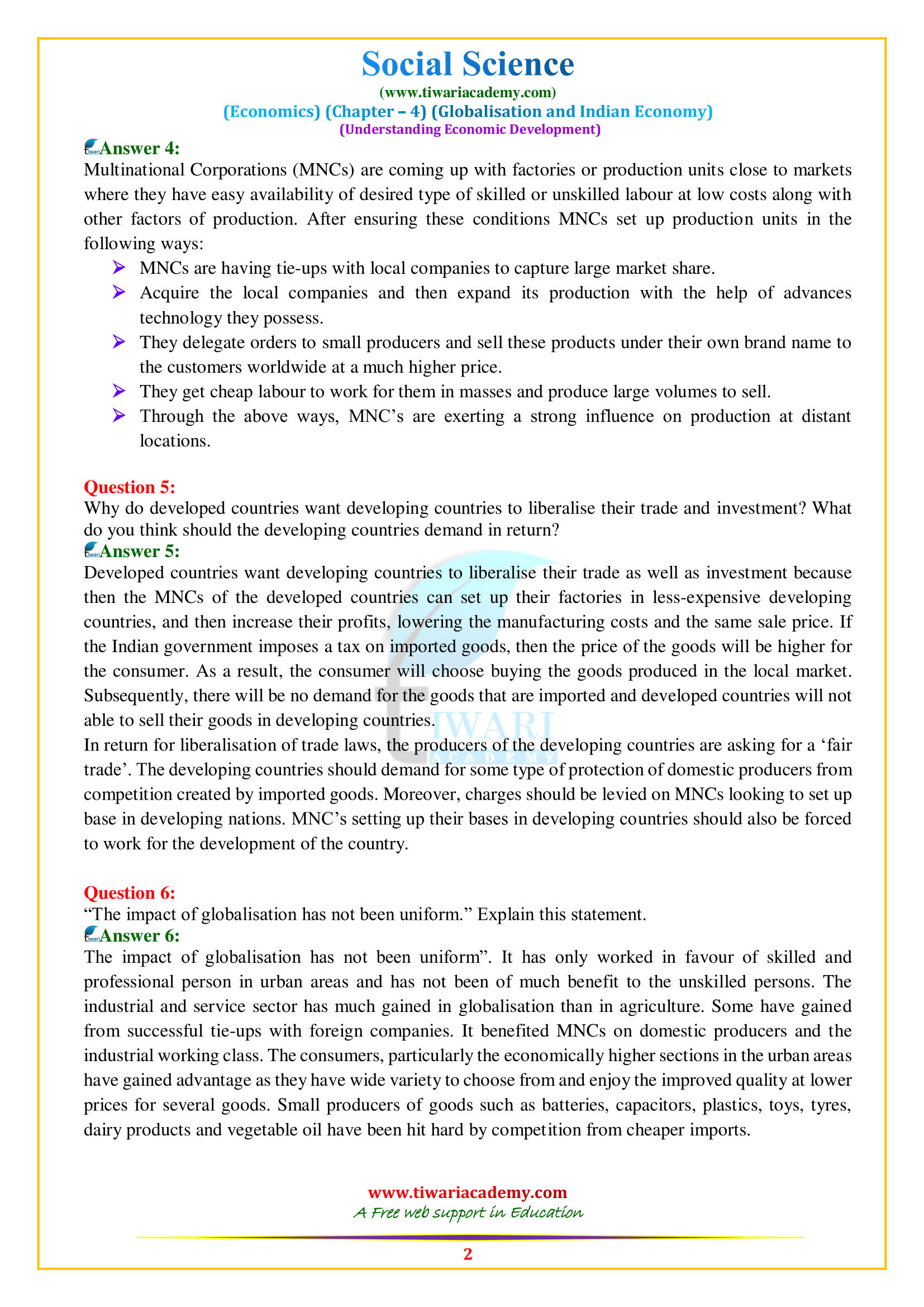 NCERT Solutions for Class 10 Economics Chapter 4