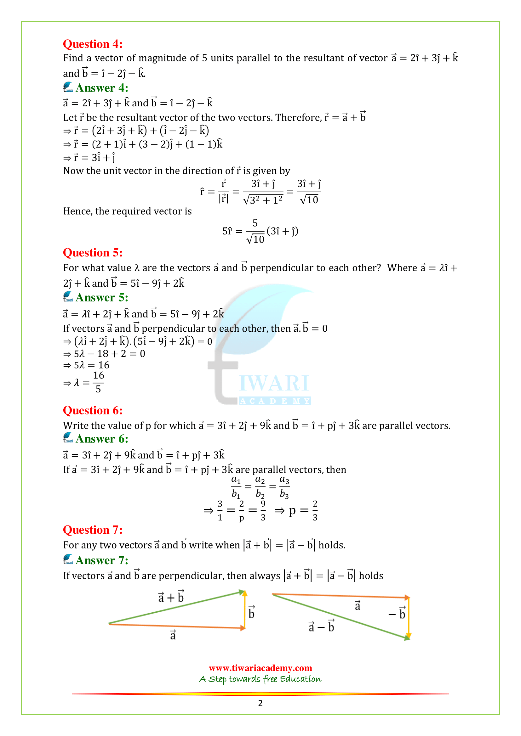 Class 12 Maths Chapter 10 assignments