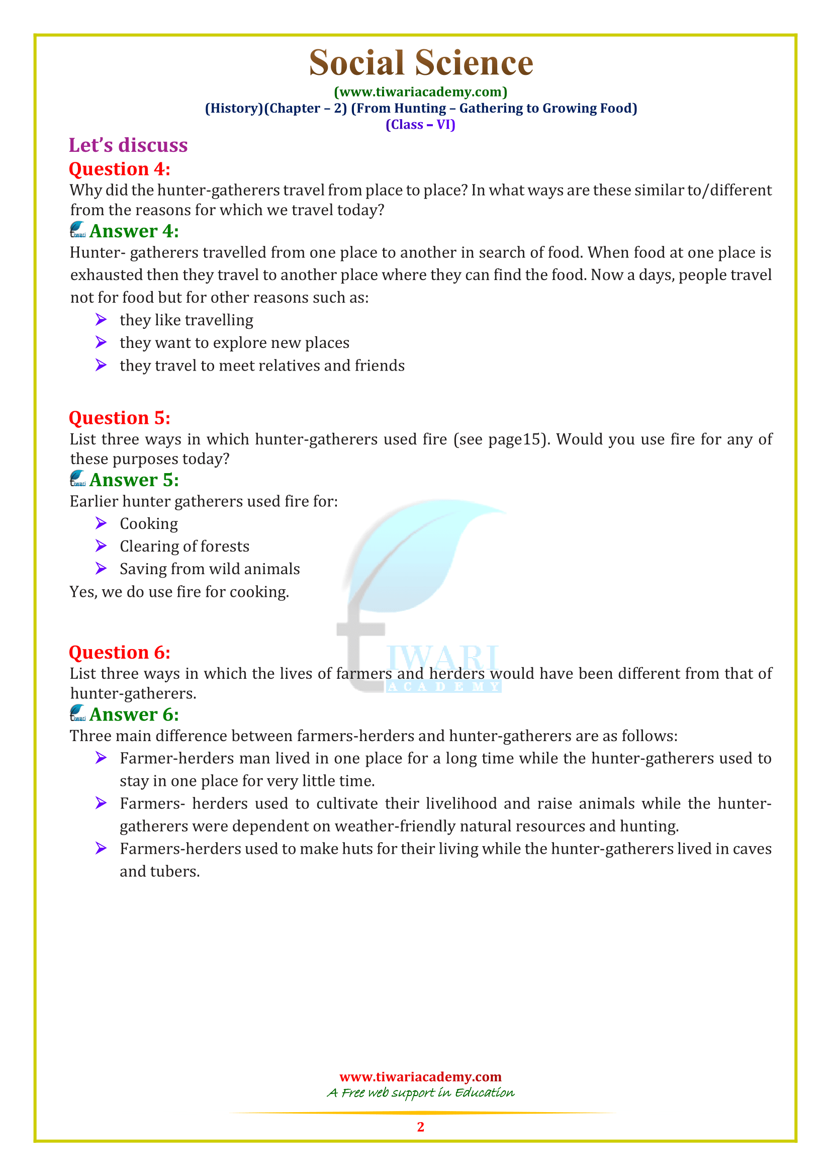 Class 6 sst ch. 2 answers