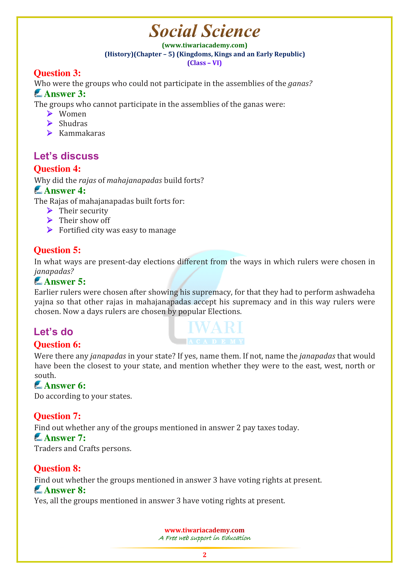 Class 6 sst Chapter 5 Answers