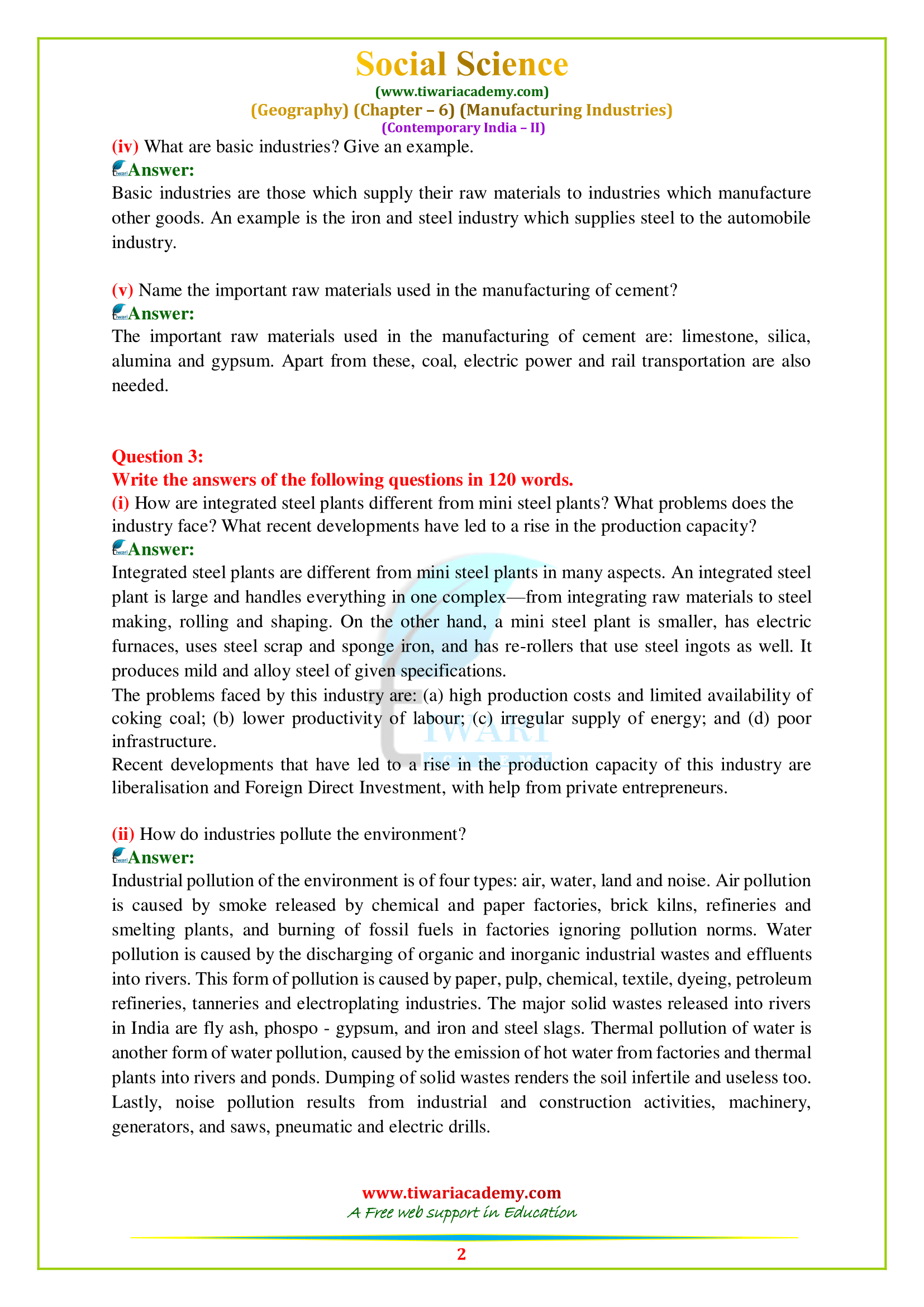 NCERT Solutions for Class 10 Geography Chapter 6 in PDF