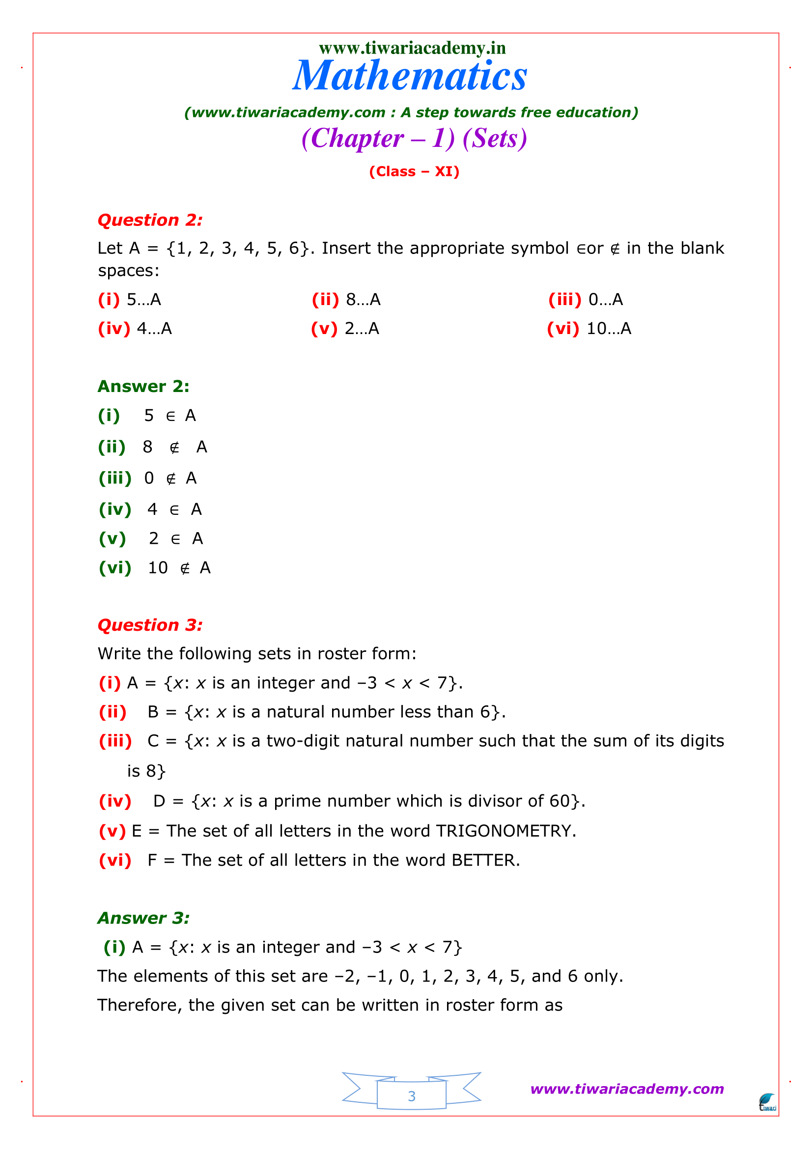 class 11 Maths 1.1