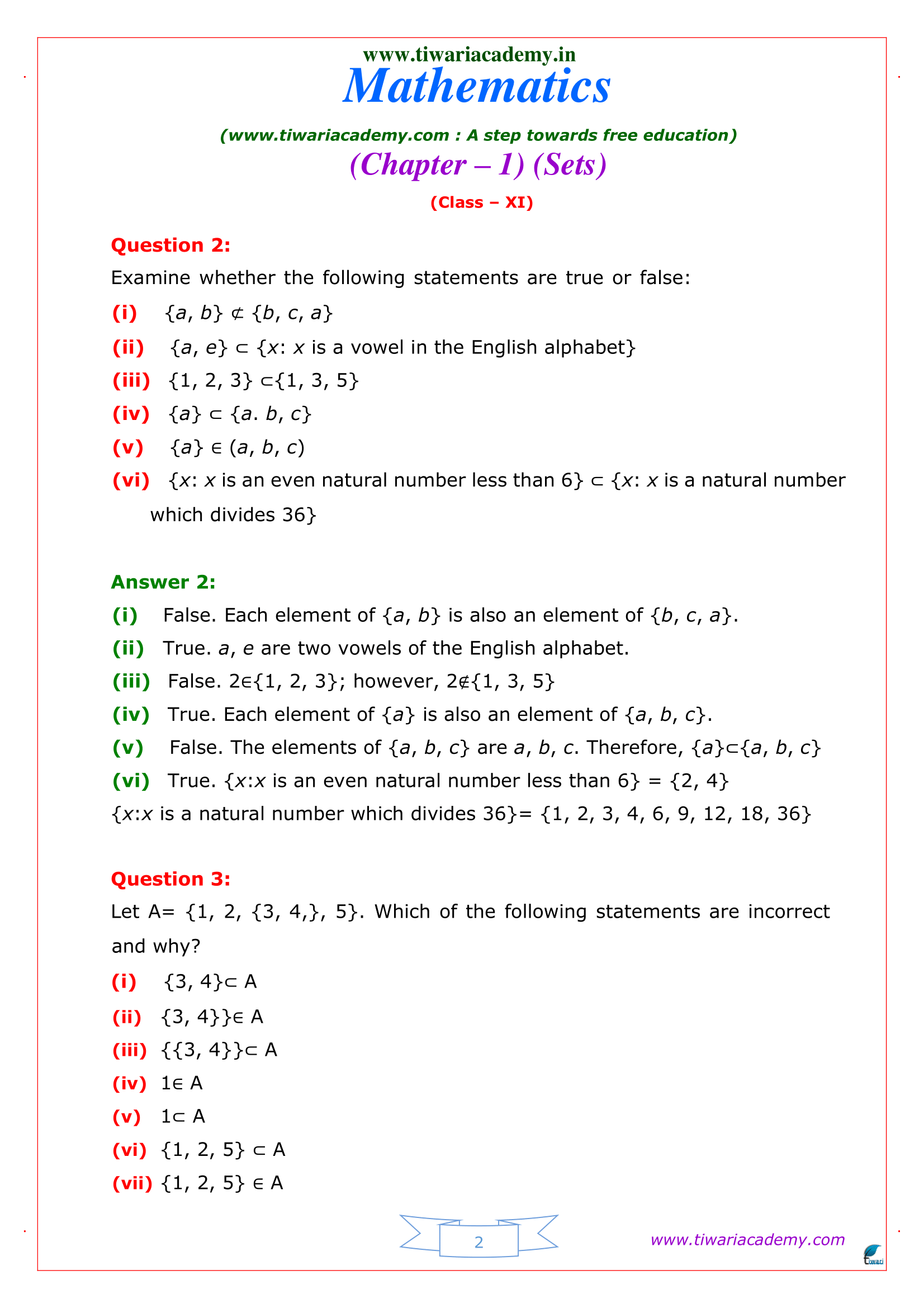 Class 11 Maths Exercise 1.3
