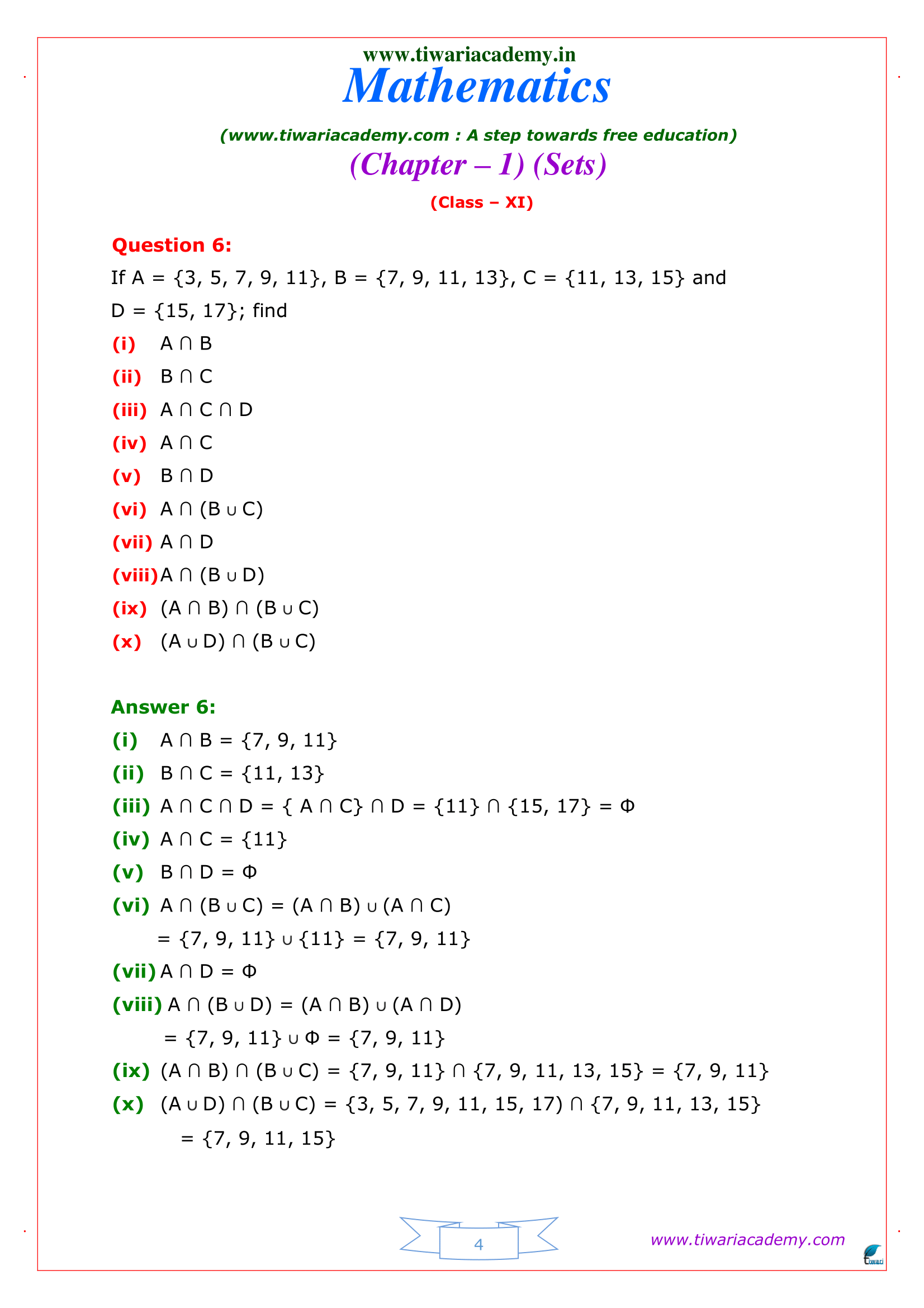 11 Maths Exercise 1.4