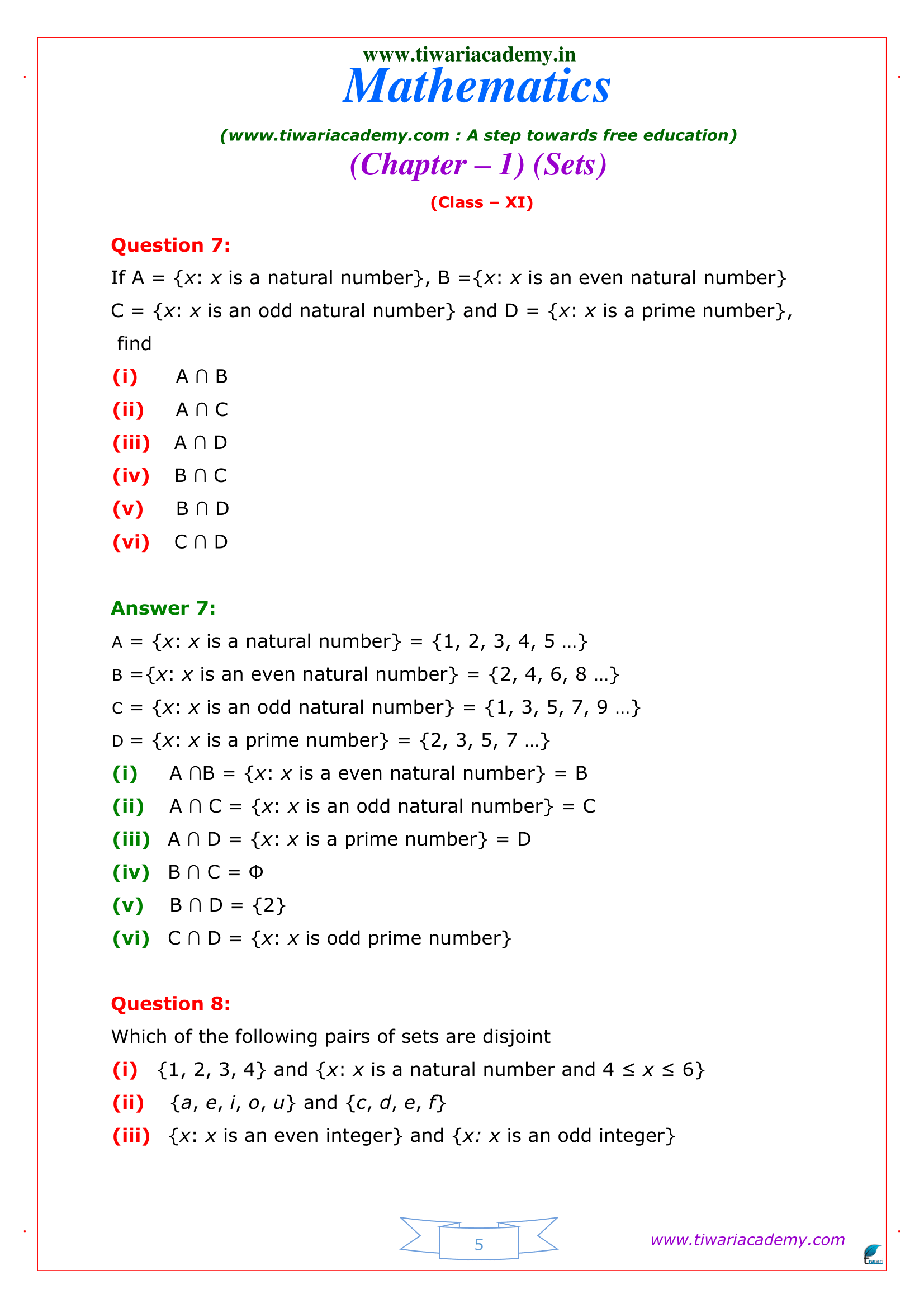 11 Maths Exercise 1.4 for up board
