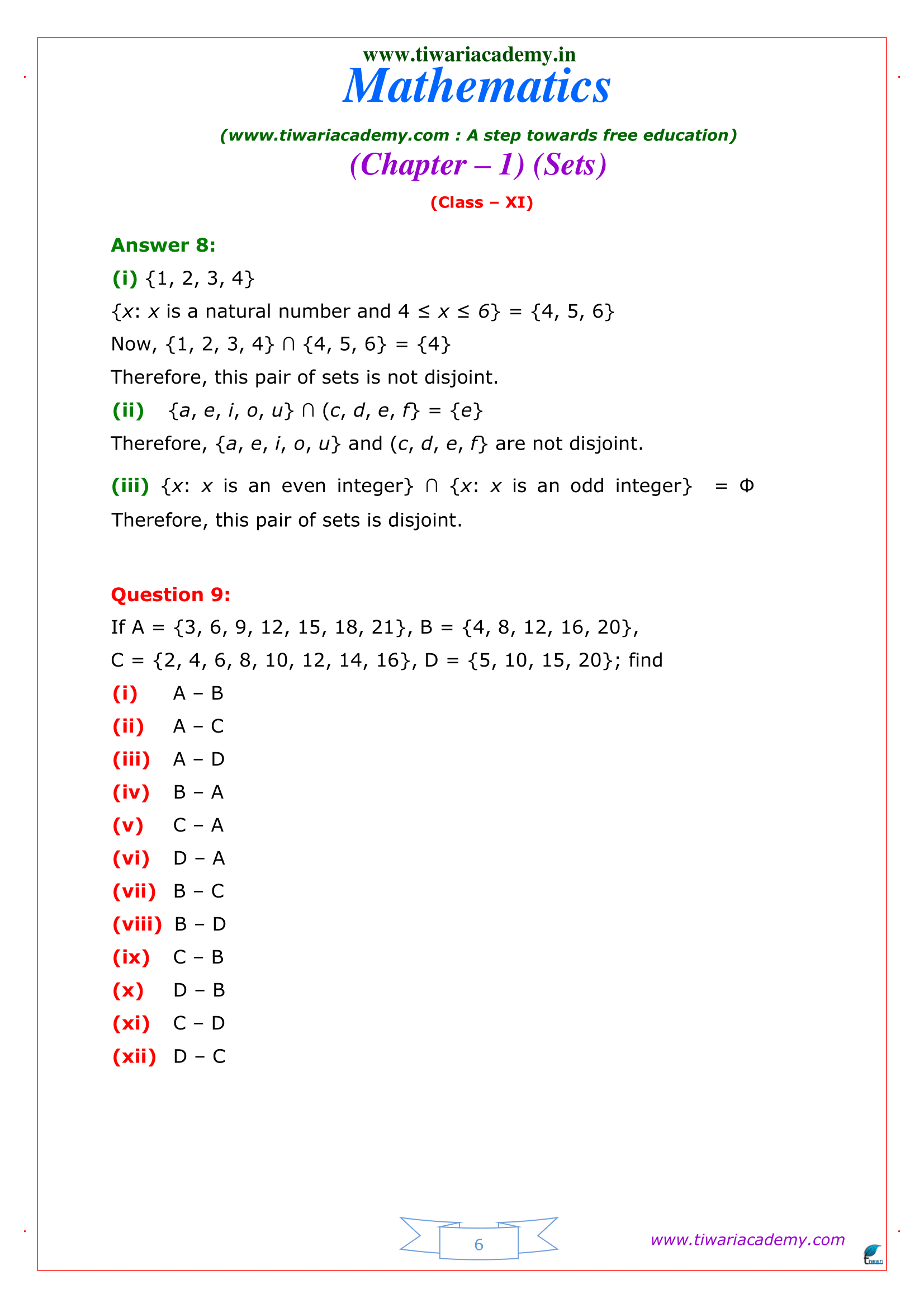 up board class 11 Maths solutions