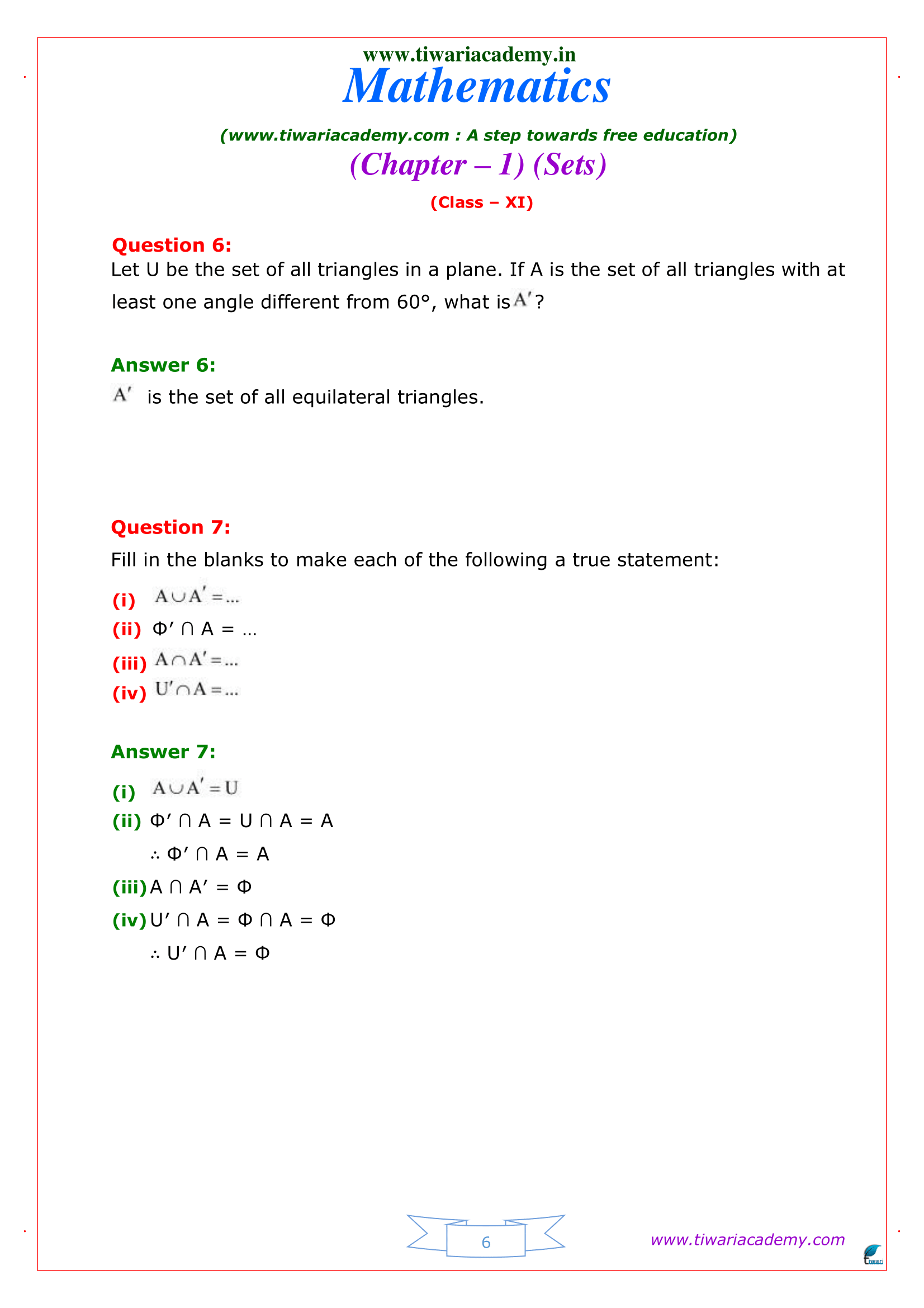 Class 11 Maths Exercise 1.5 Solutions free download
