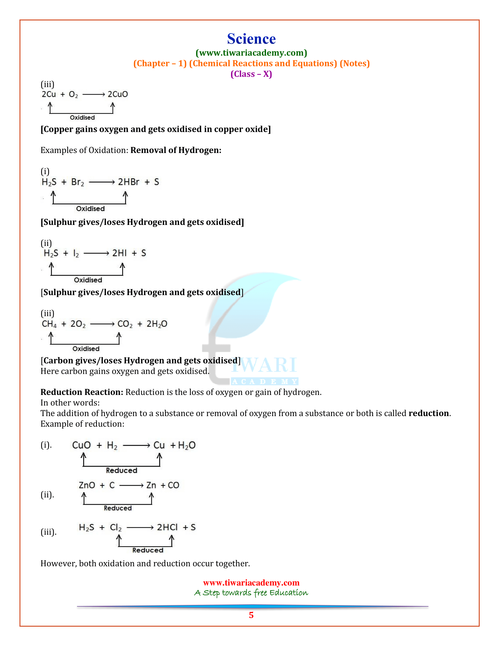 Class 10 Chemistry Chapter 1 Notes