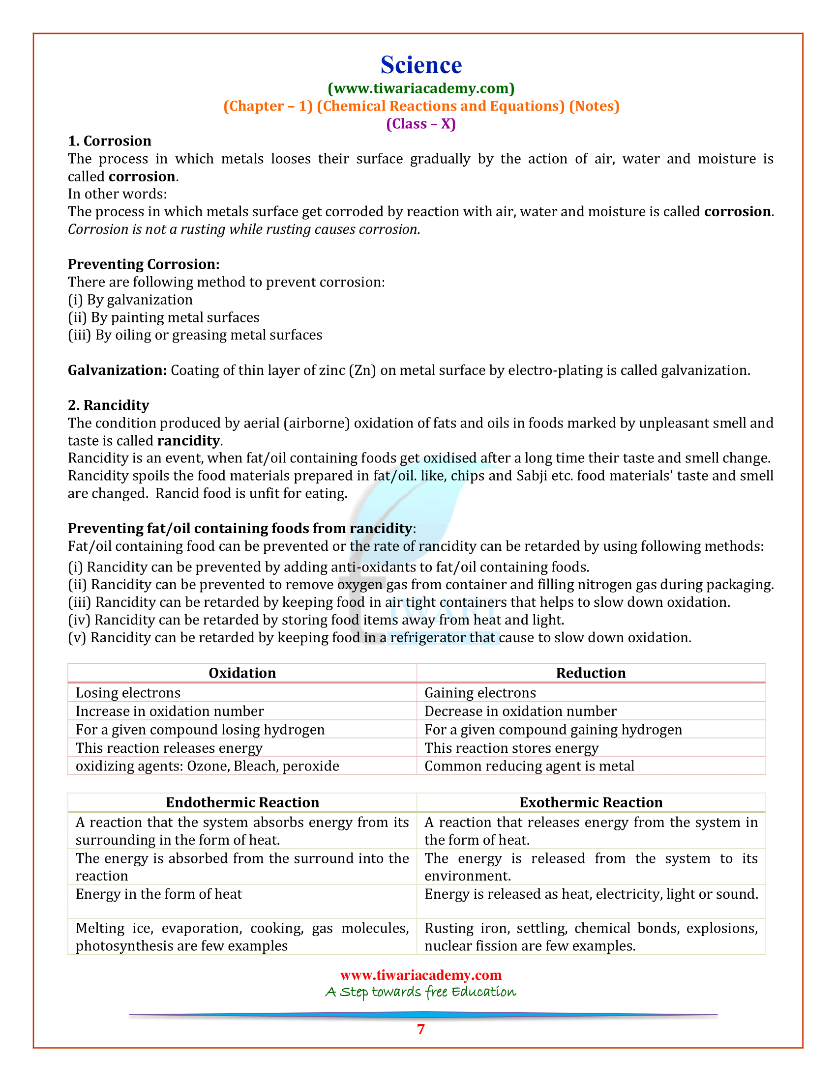 10th Science Notes Chapter 1 Chemistry
