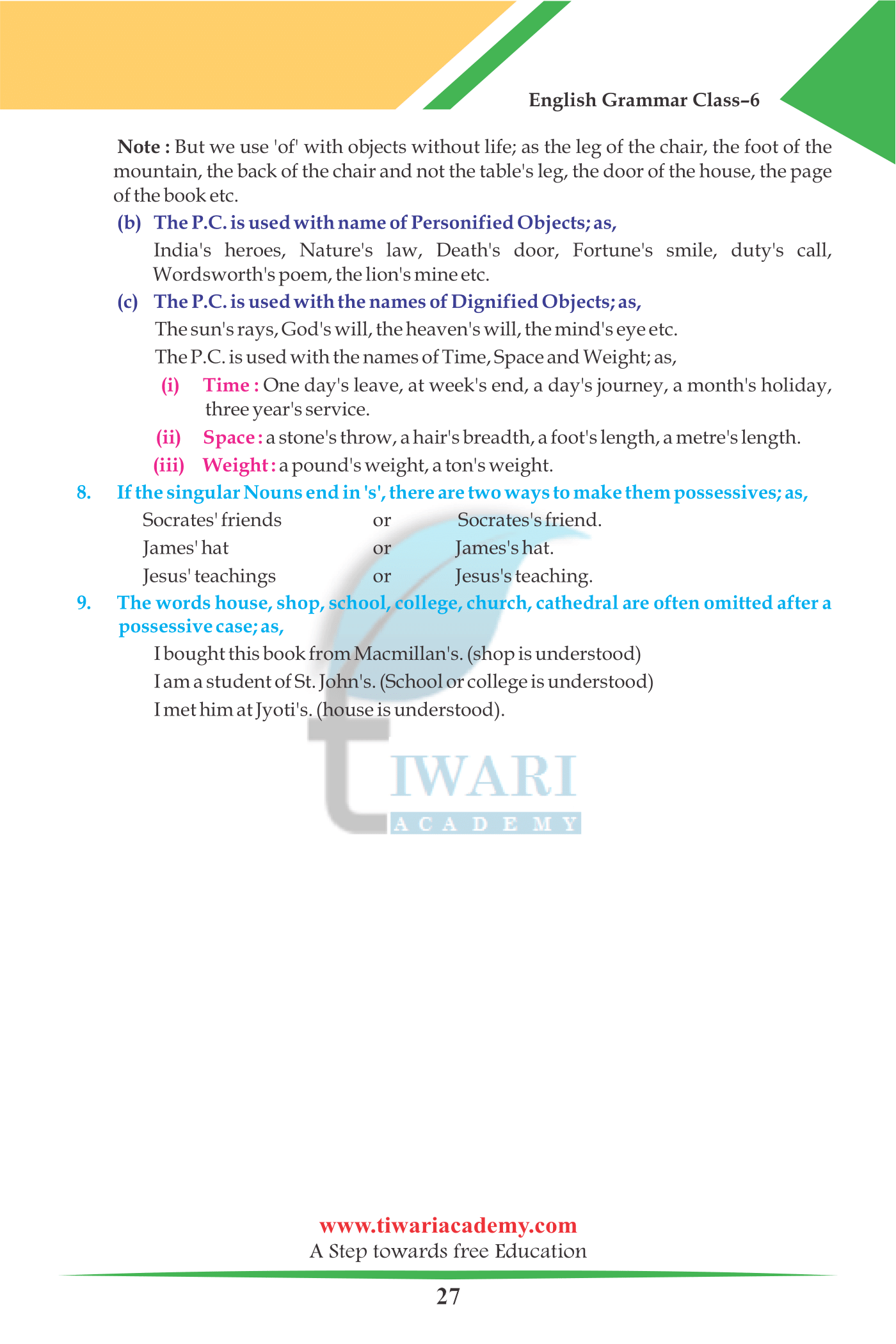 Class 6 English Grammar: Noun - Case