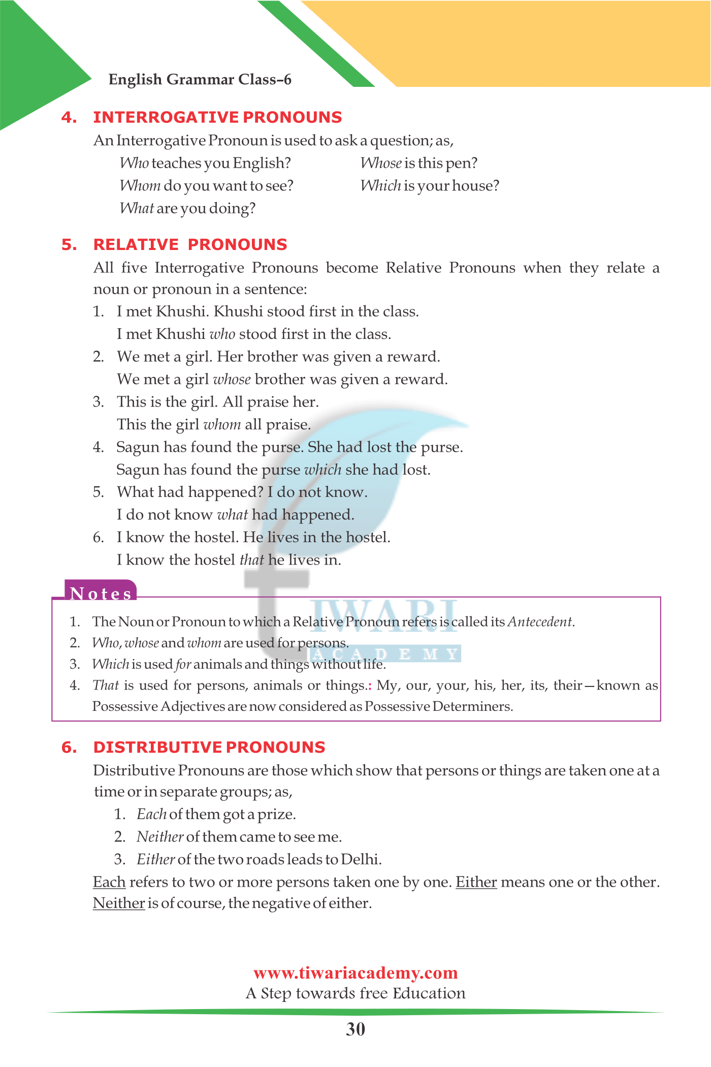 6th English grammar - Pronoun