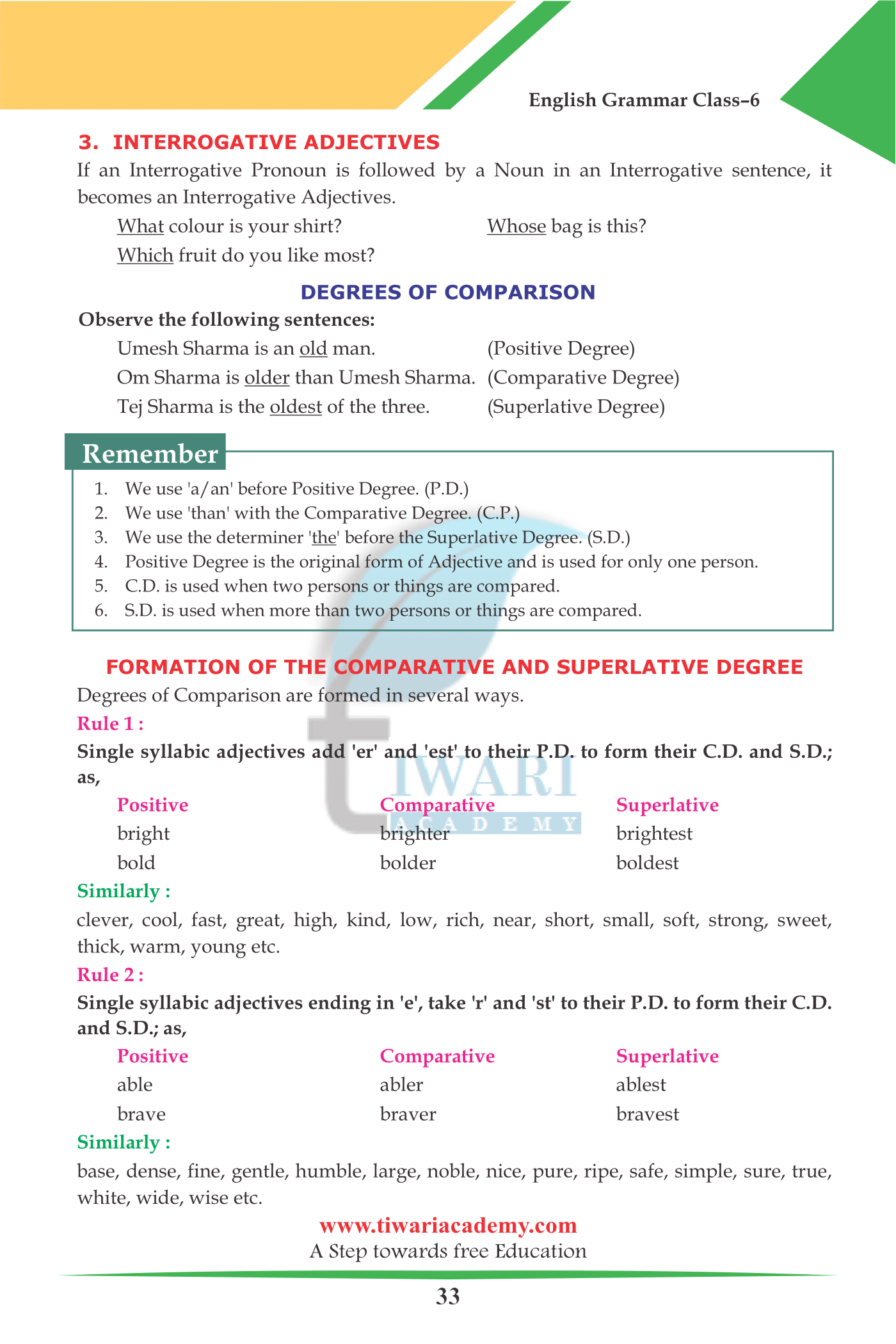 Class 6 English Grammar: Adjective
