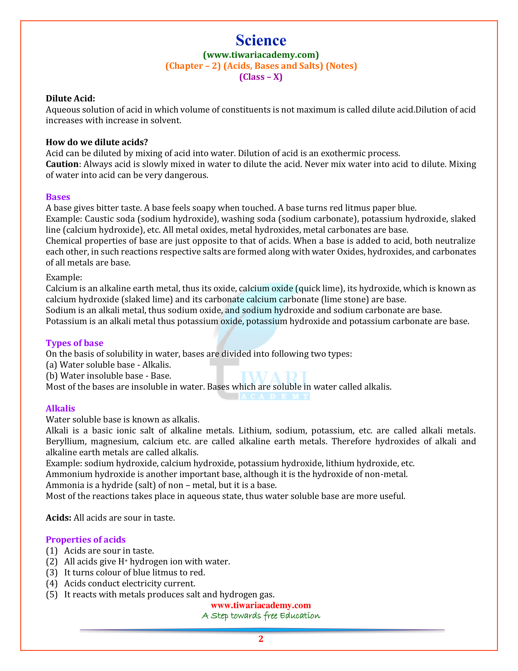 Acids, Bases and Salts