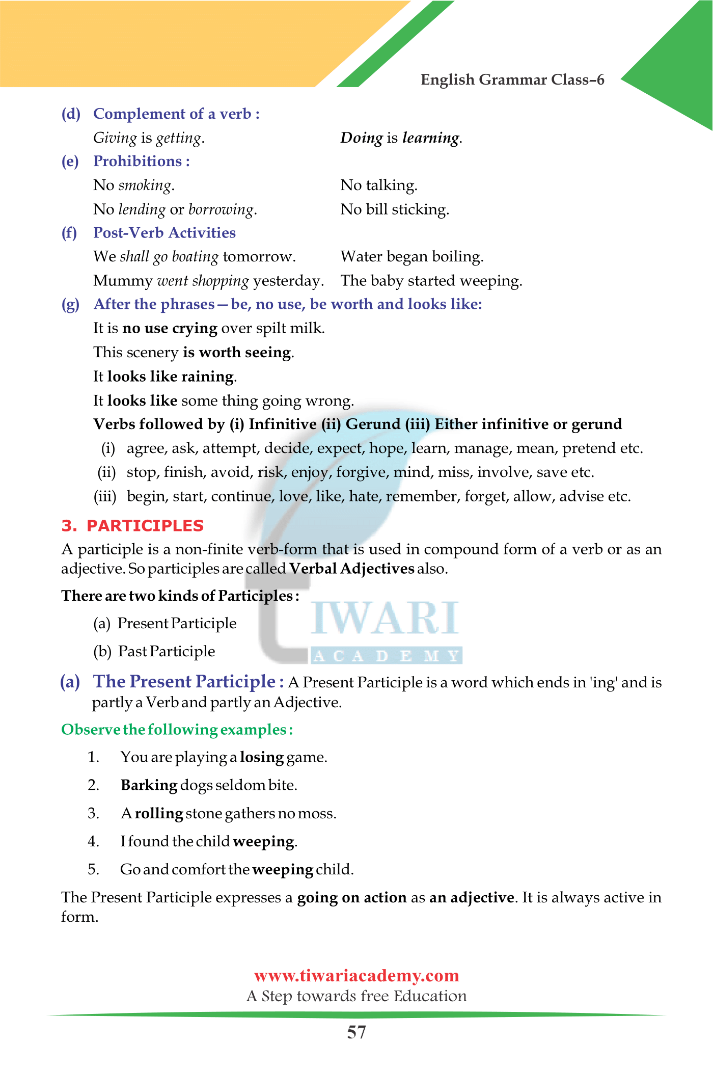 class 6 english grammar chapter 12 verbs finite non finite forms