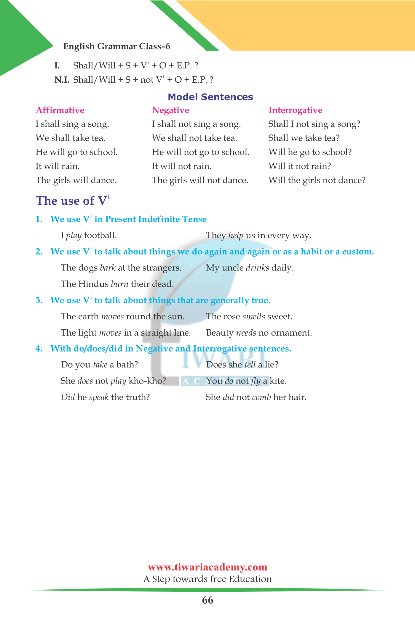 class 6 english grammar chapter 14 simple tenses present past future