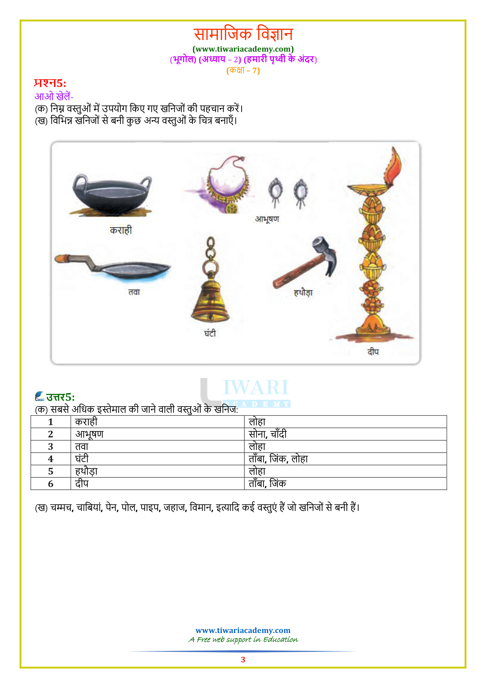 NCERT Solutions for Class 7Social Geography Chapter 2 in Hindi Medium