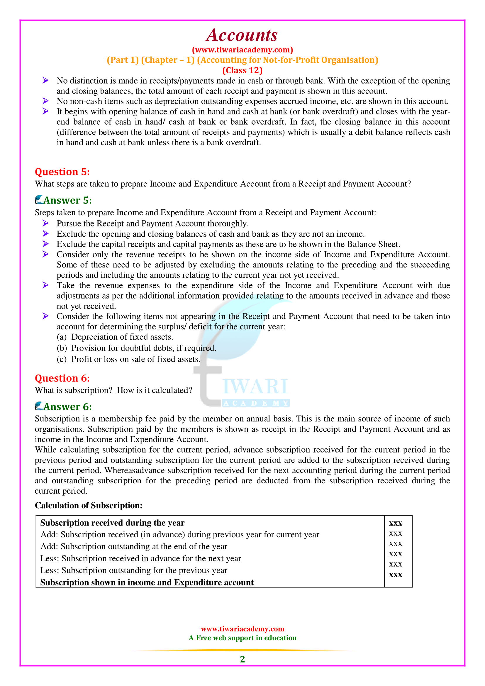 Class 12 Accountancy Chapter 1 (Part 1) Accounting for Not-for-profit Organisation