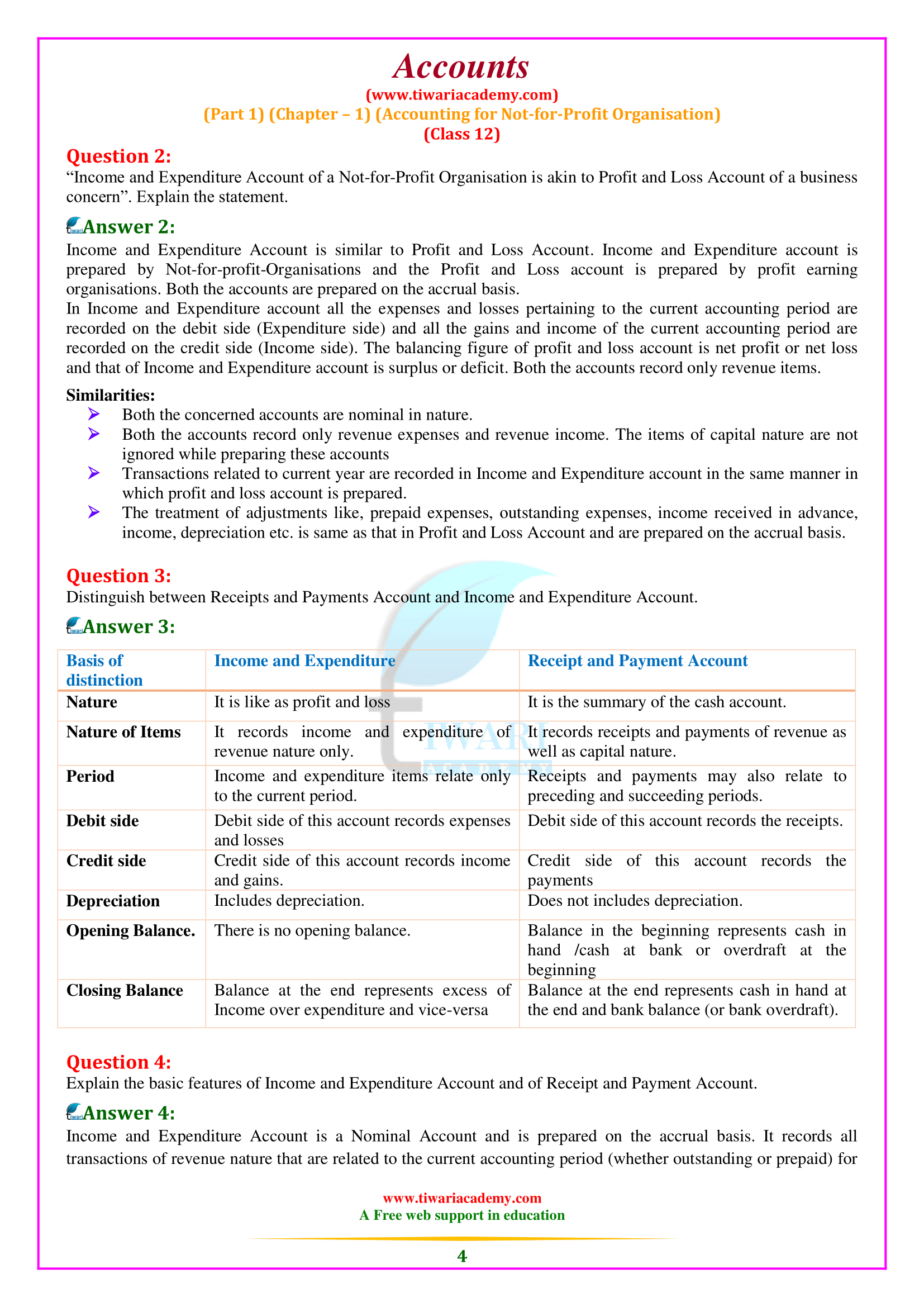 Class 12 Accountancy Accounting for Not-for-profit Organisation