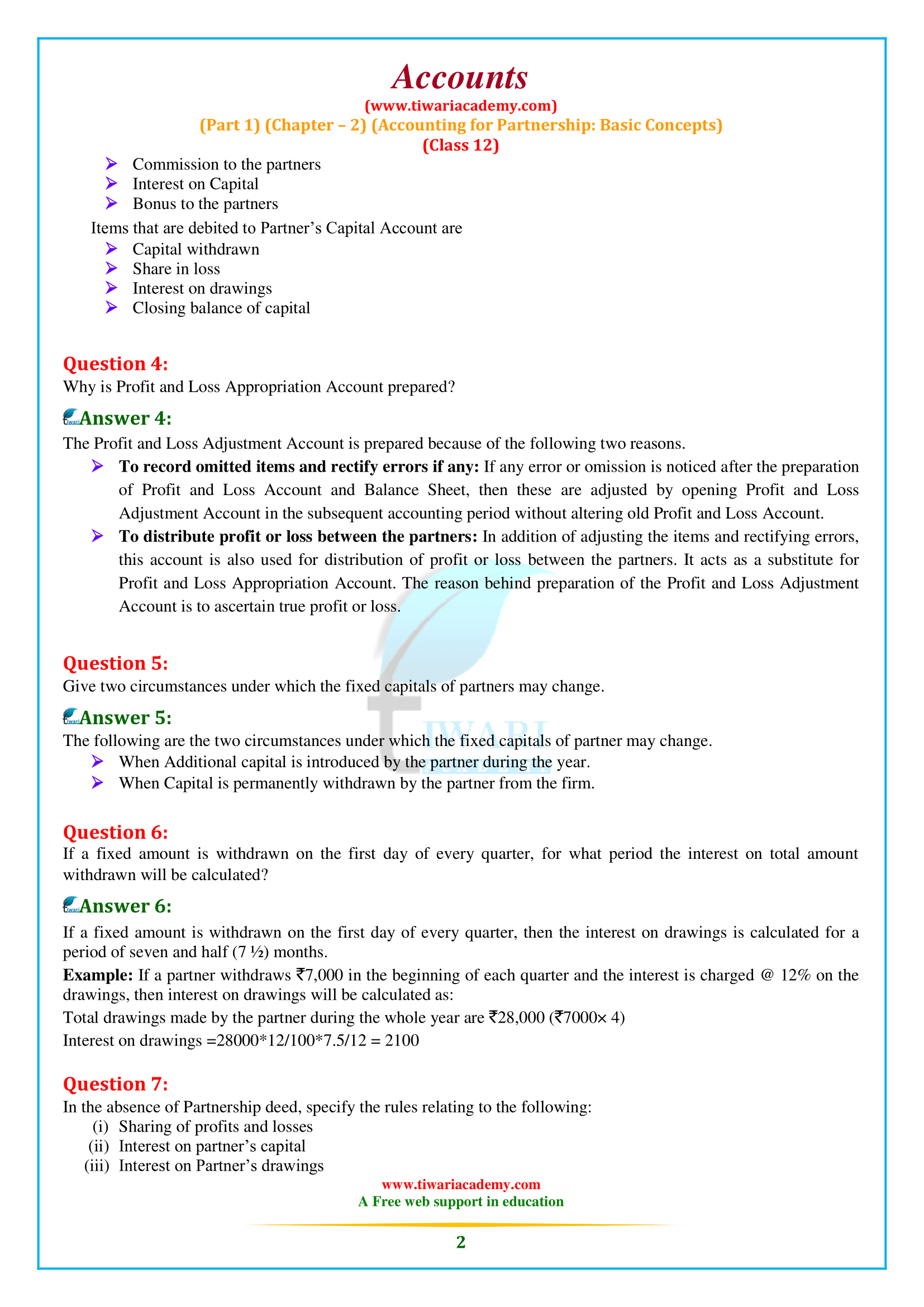 NCERT Solutions for Class 12 Accountancy Chapter 2 (Part 1)