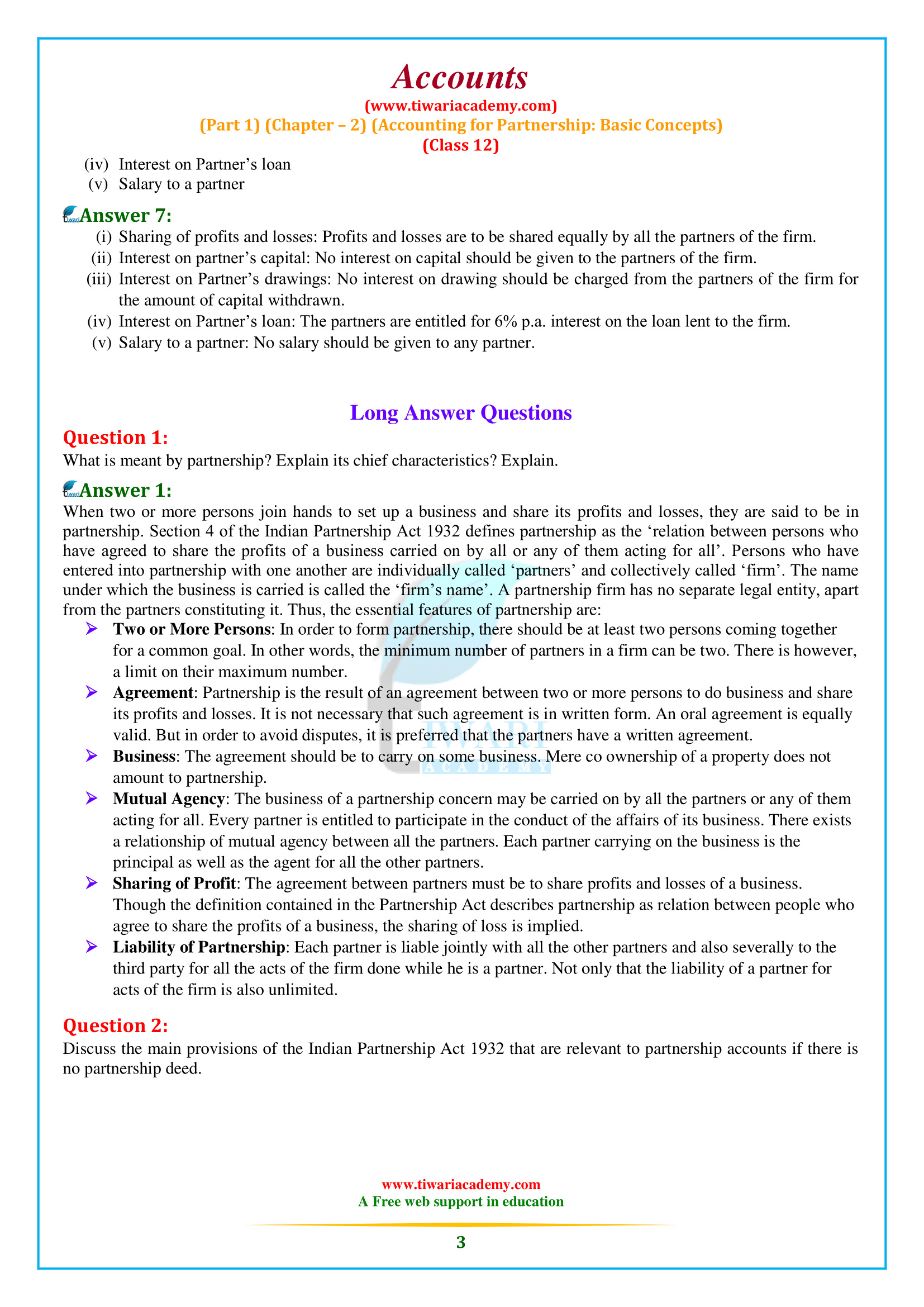 NCERT Solutions for Class 12 Accountancy Chapter 2 answers