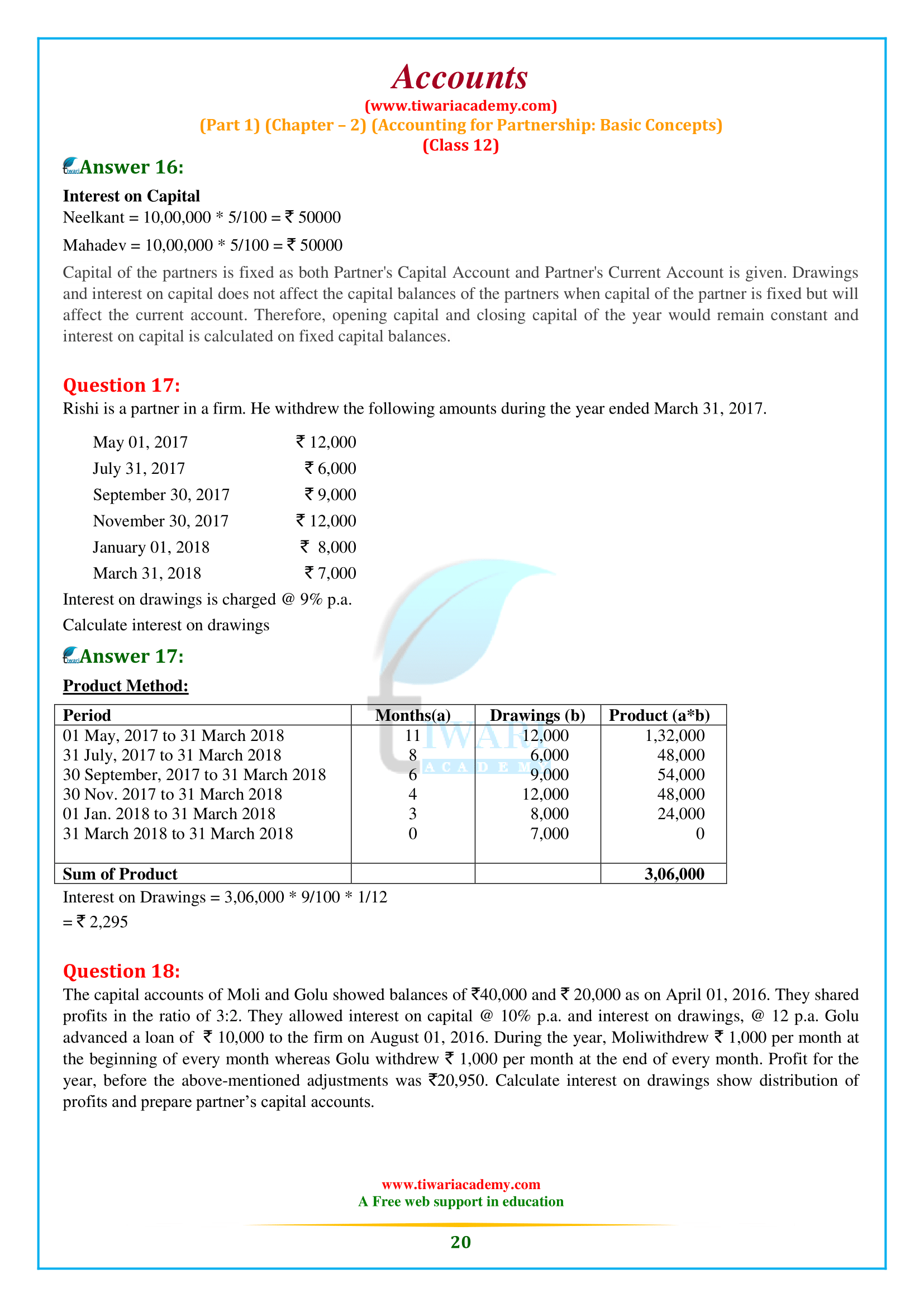 Class 12 Accountancy Chapter 2 free contents PDF