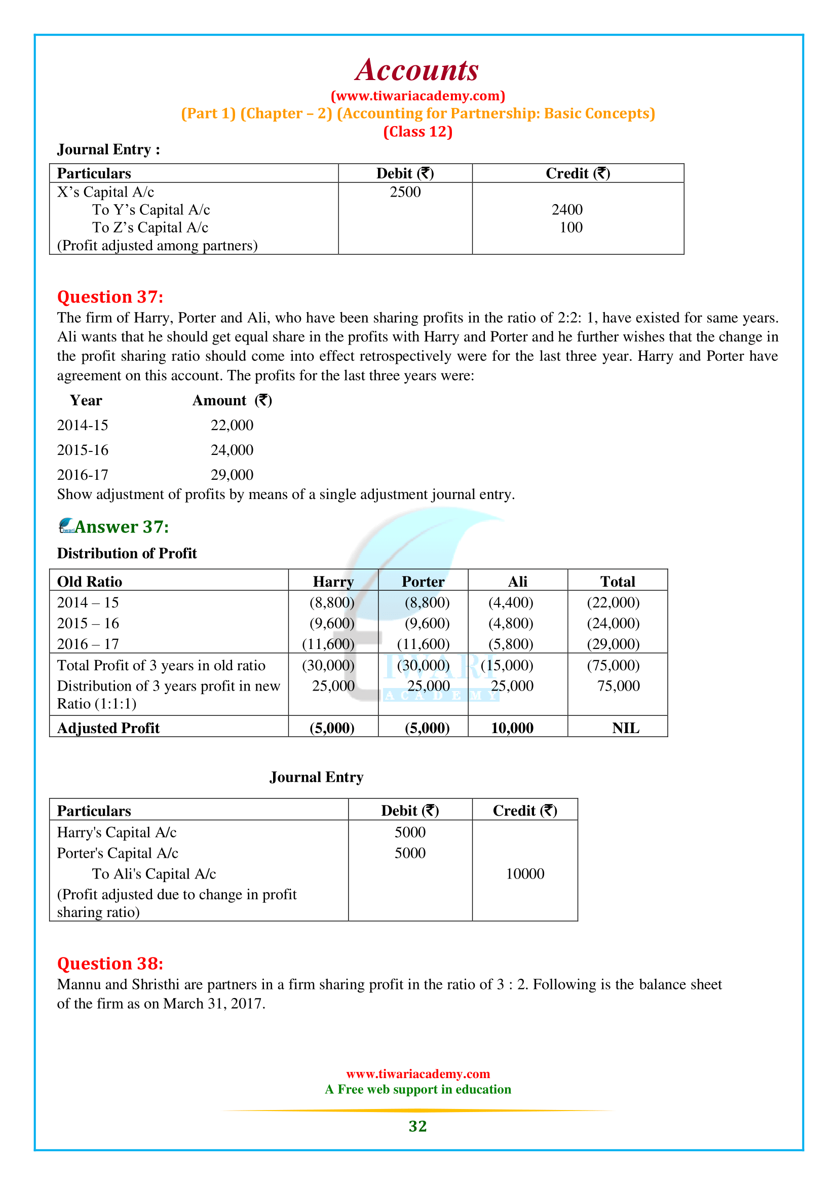 Accounts for Class 12 Chapter 2 free to use