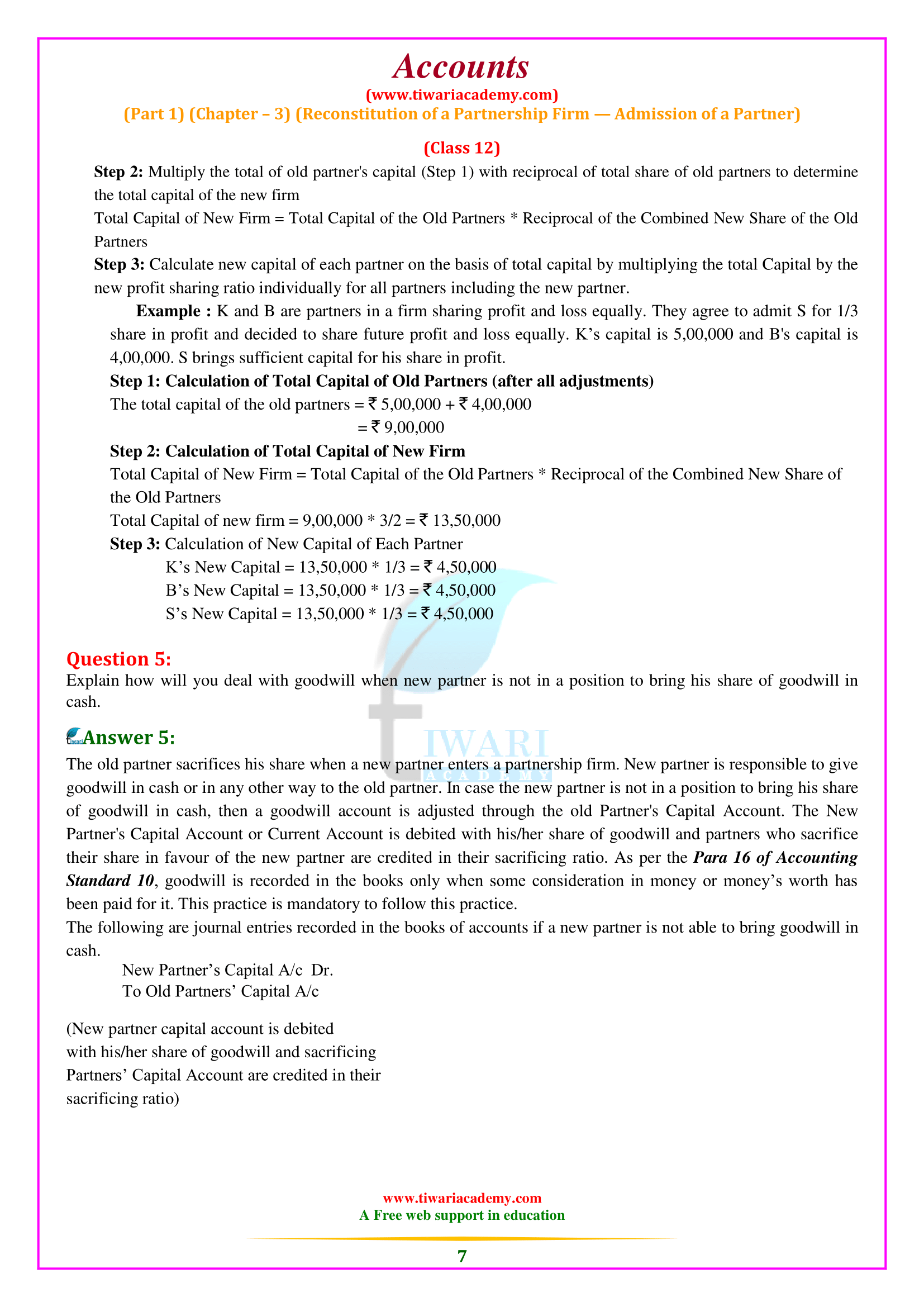 NCERT Solutions for Class 12 Accountancy Chapter 3 in English Medium