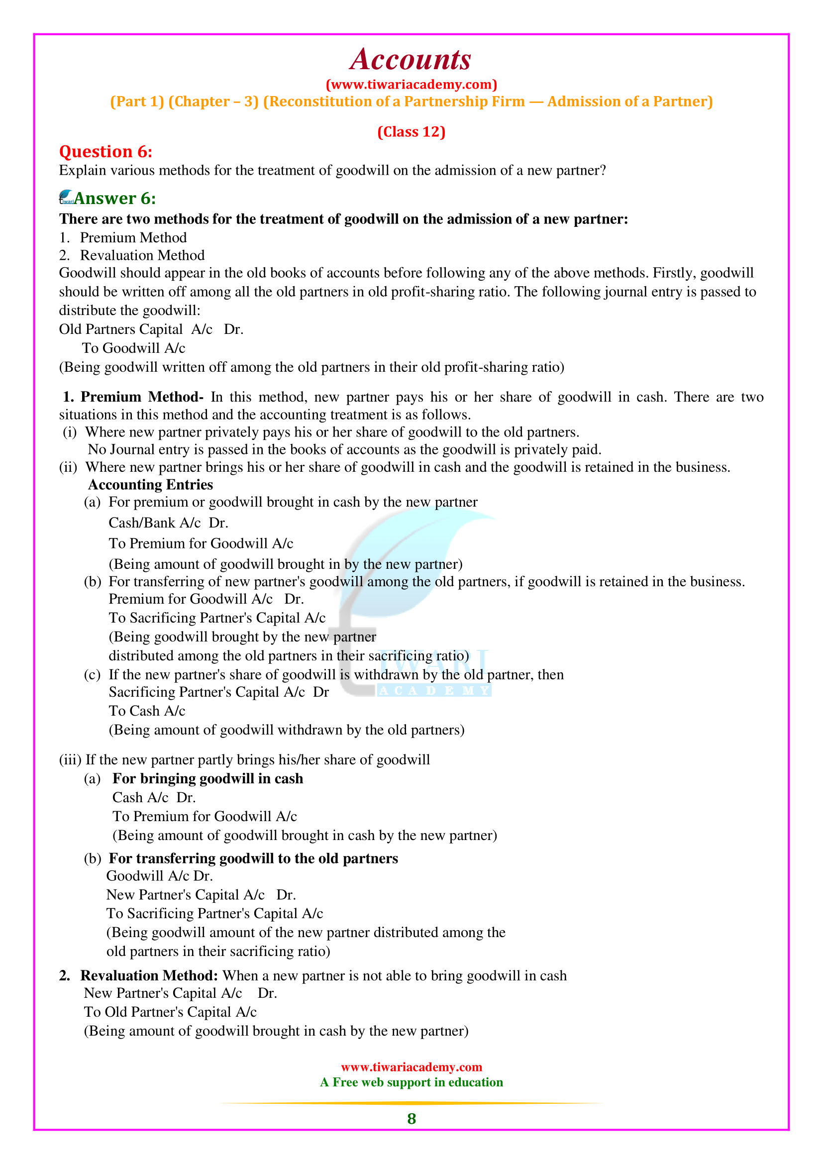 NCERT Solutions for Class 12 Accountancy Chapter 3 for cbse 2025-26