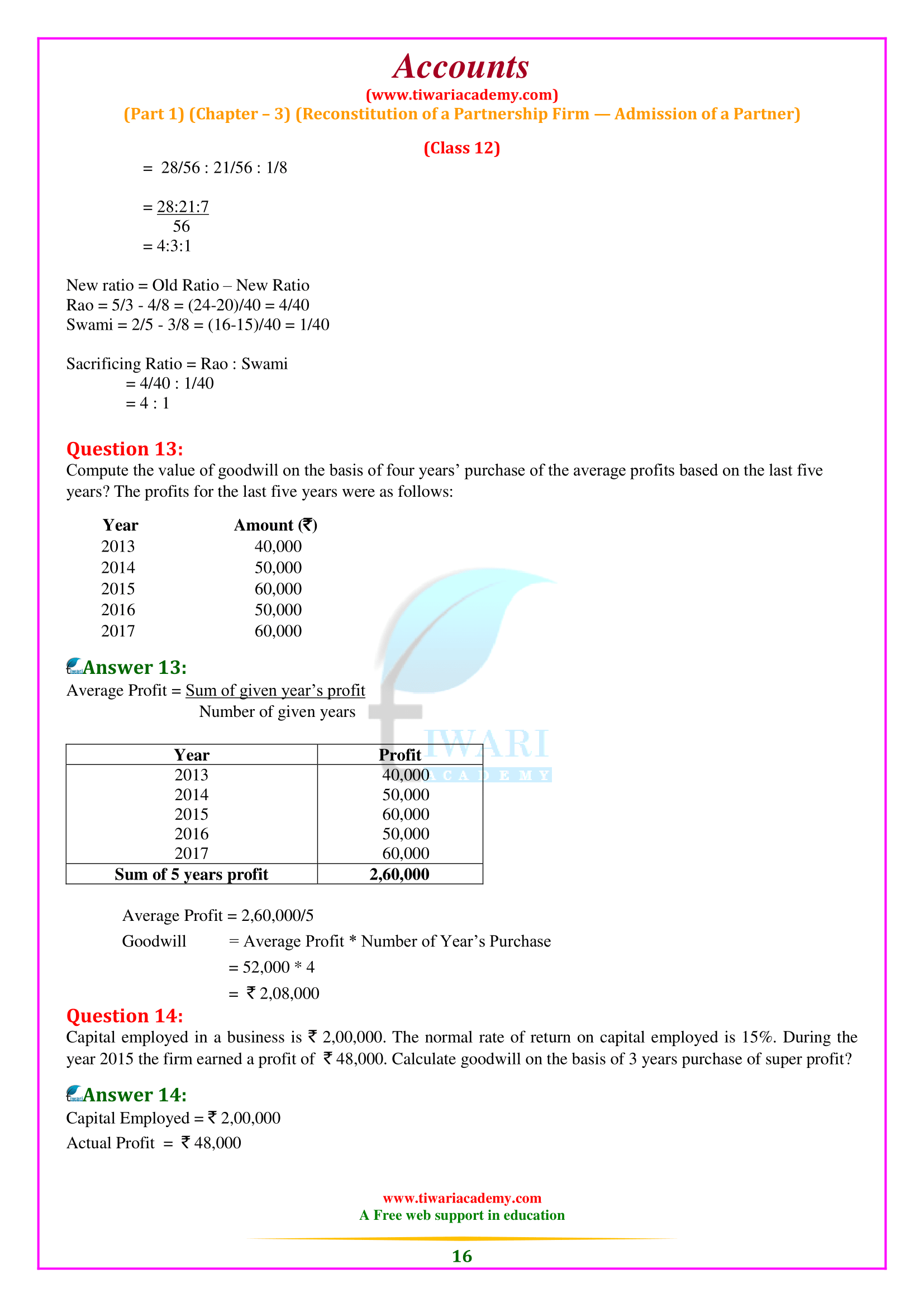 Class 12 Accountancy Chapter 3 download in PDF form